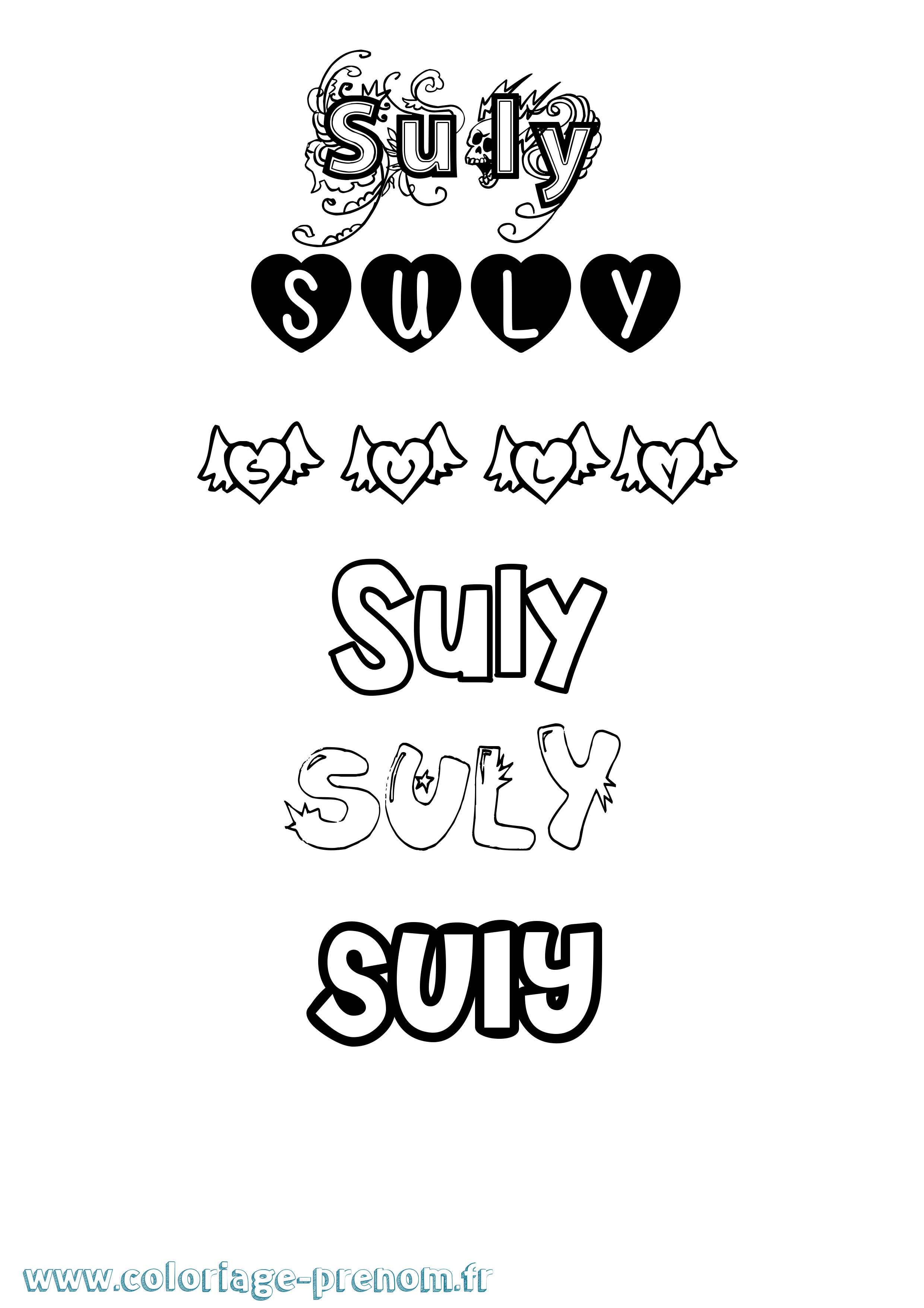 Coloriage Suly Girly Coloriage prénom Suly Girly