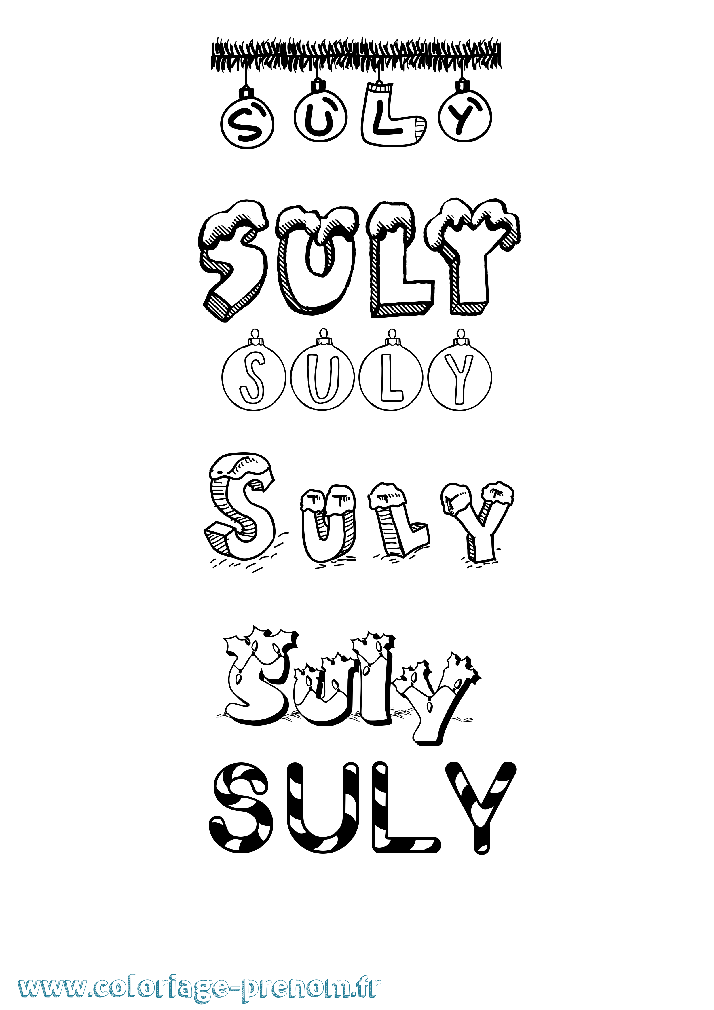 Coloriage Suly Noël Coloriage prénom Suly Noël
