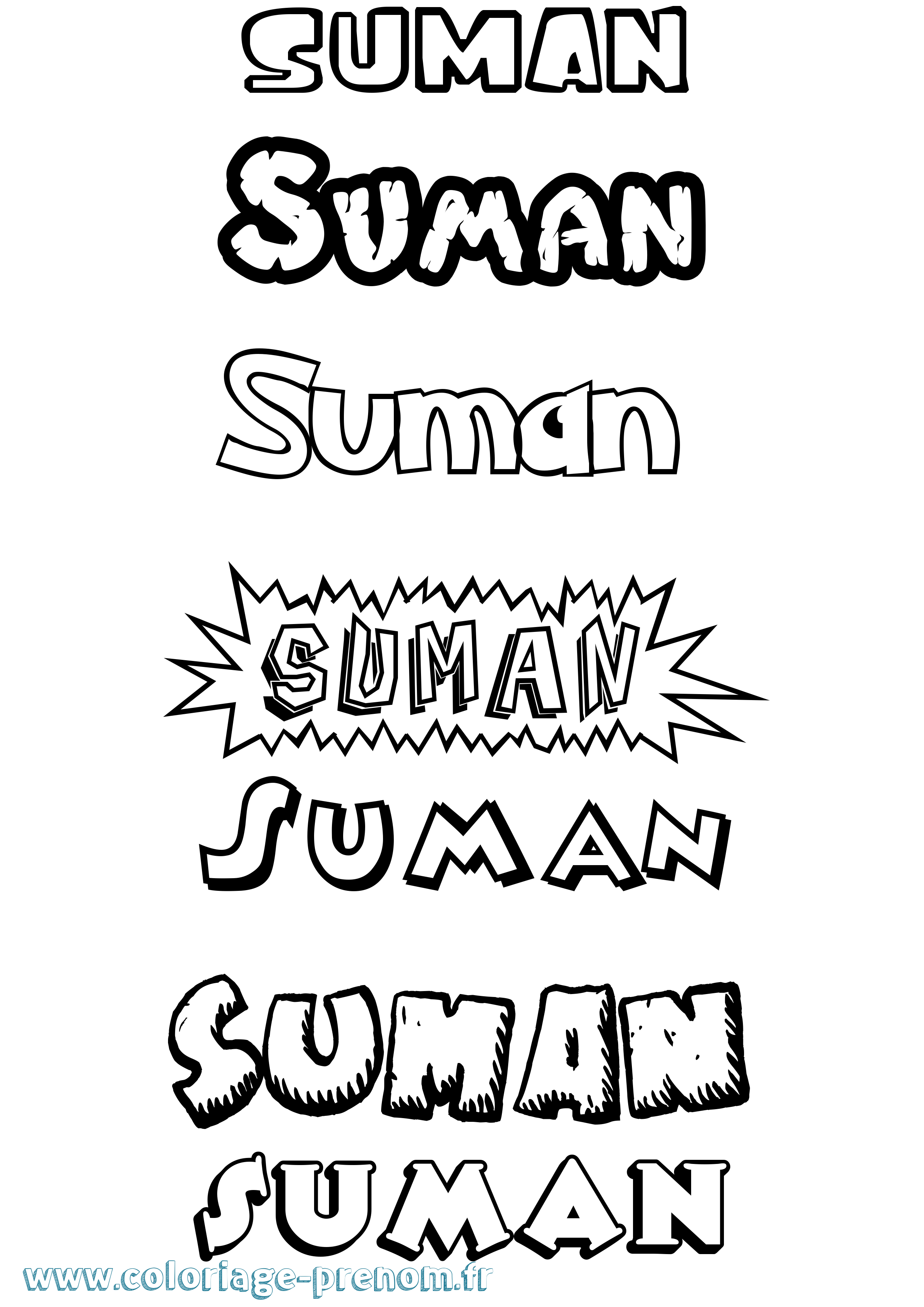 Coloriage Suman Dessin Animé Coloriage prénom Suman Dessin Animé
