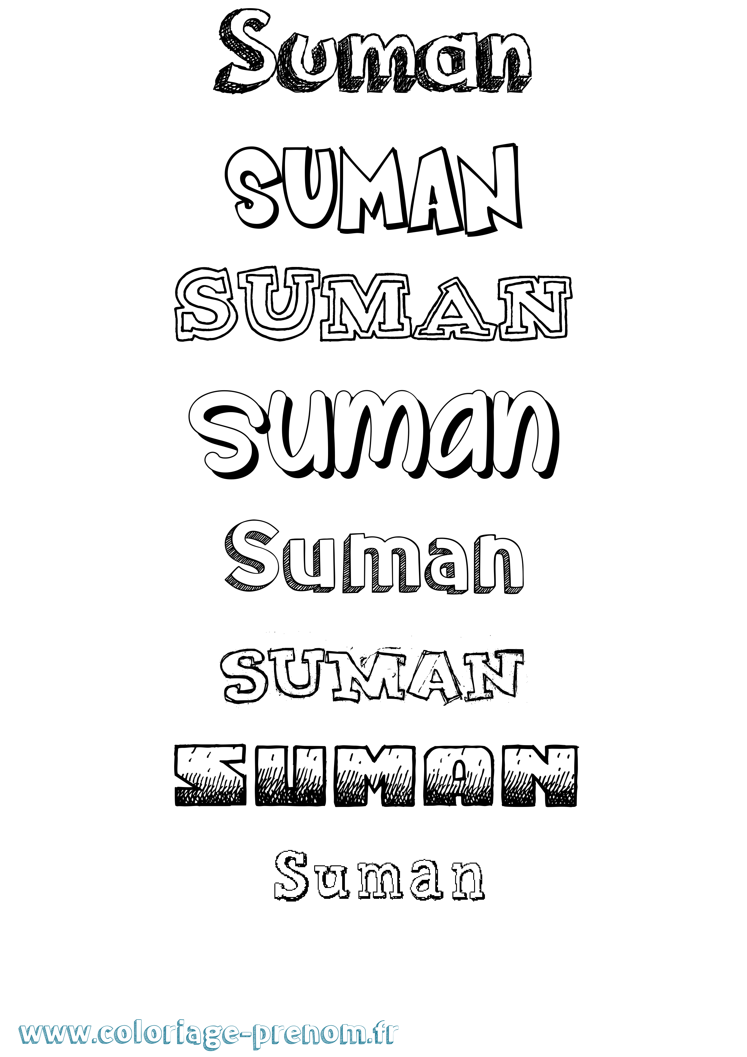 Coloriage Suman Dessiné Coloriage prénom Suman Dessiné