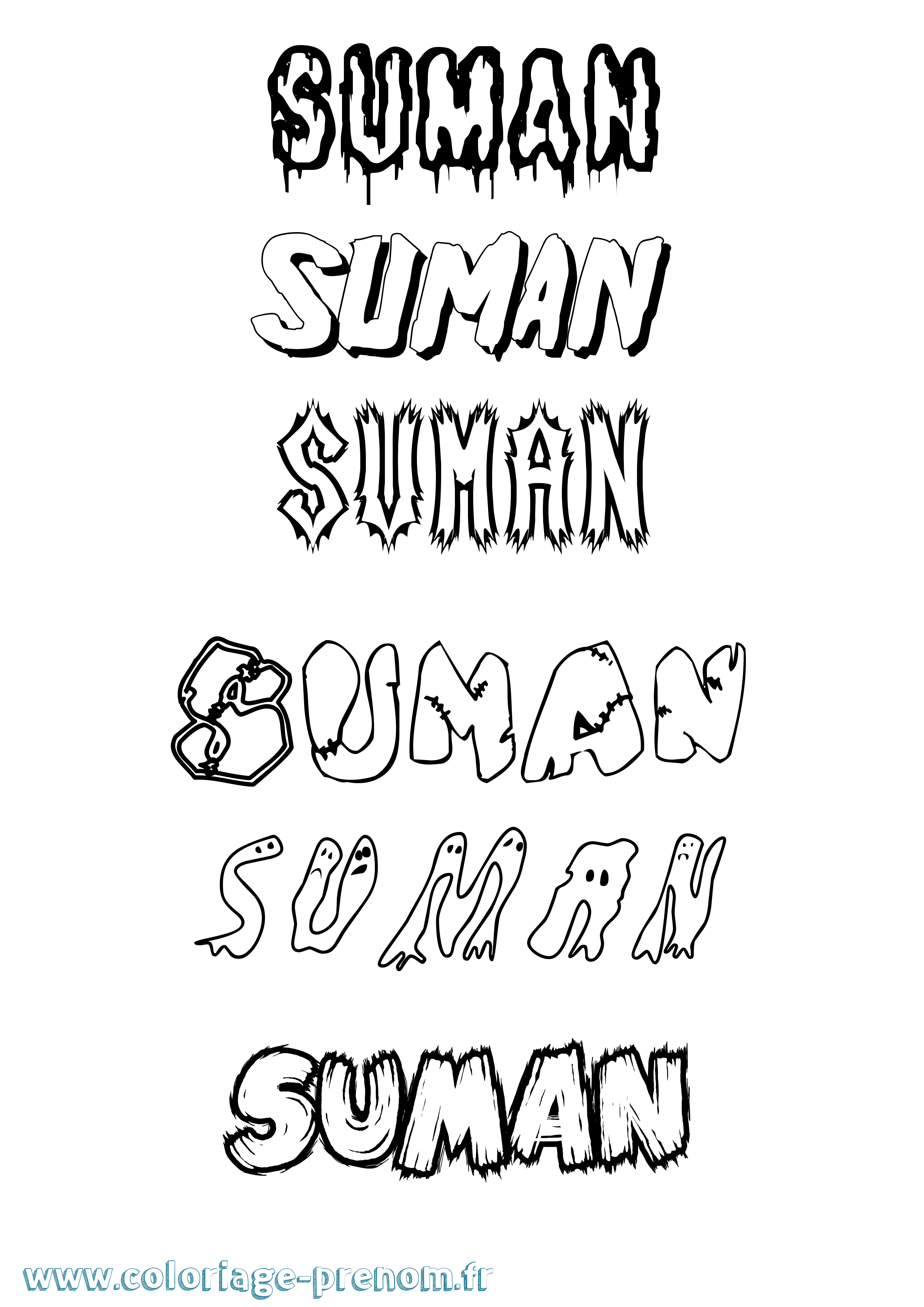 Coloriage Suman Frisson Coloriage prénom Suman Frisson