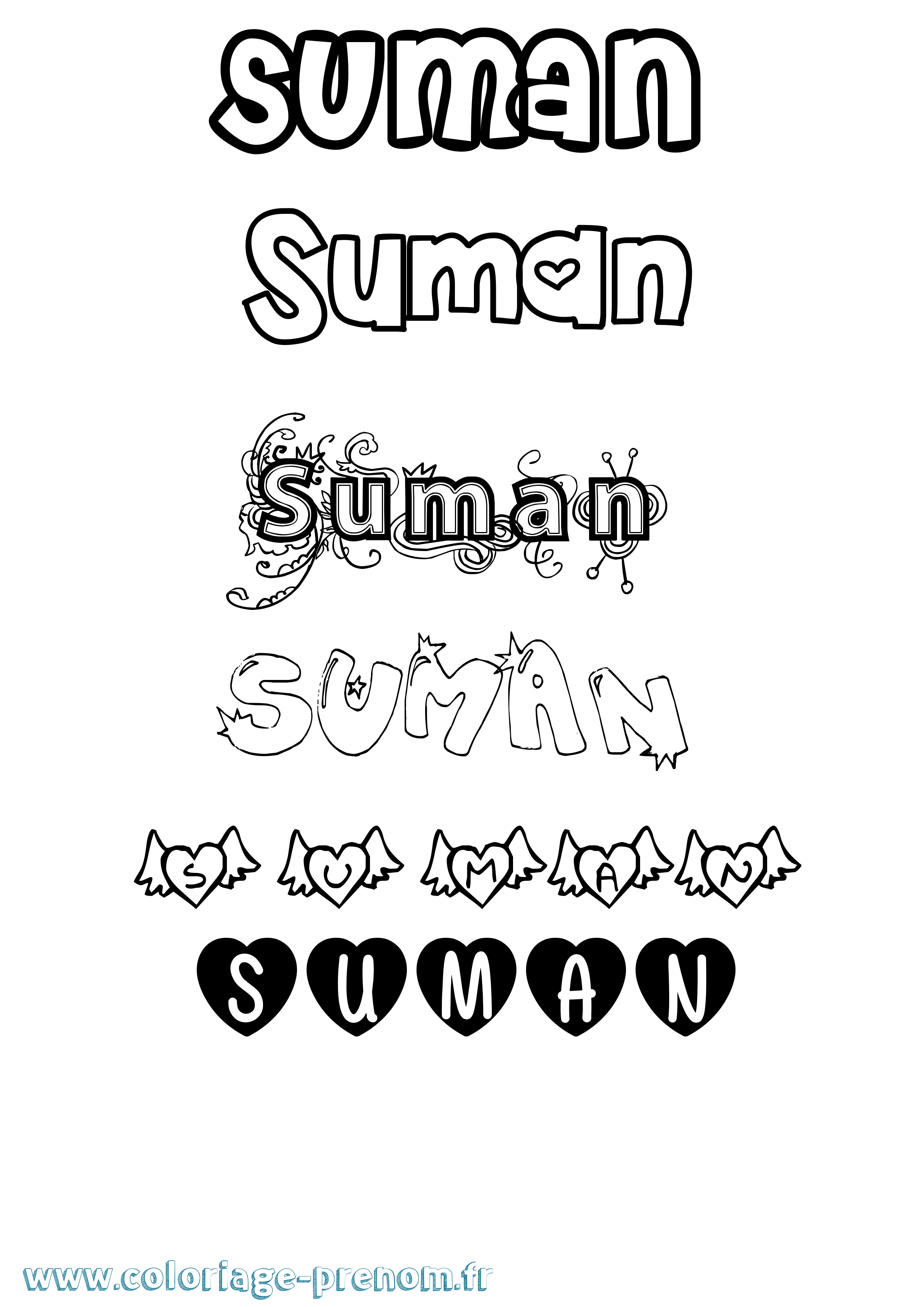 Coloriage Suman Girly Coloriage prénom Suman Girly