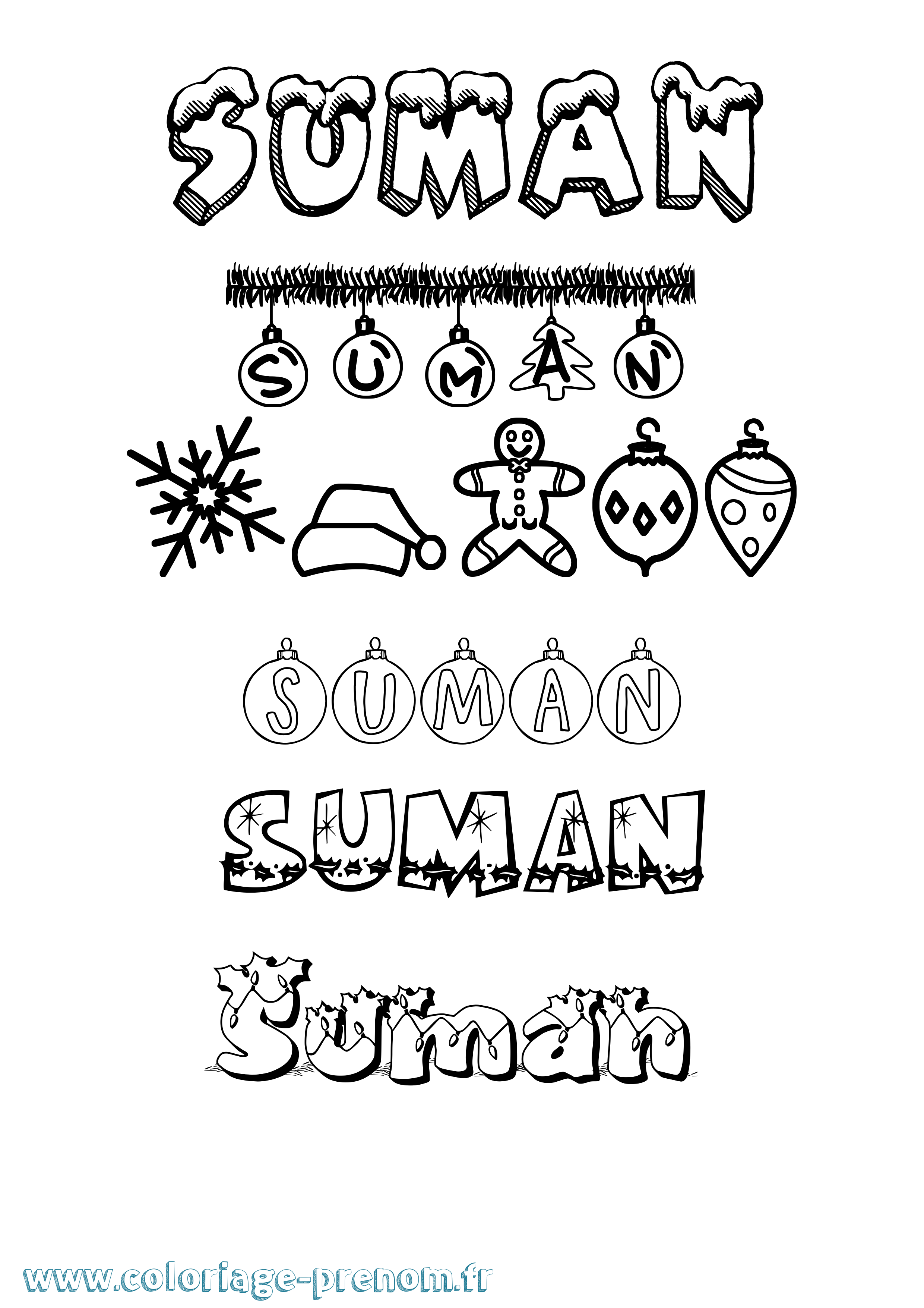 Coloriage Suman Noël Coloriage prénom Suman Noël