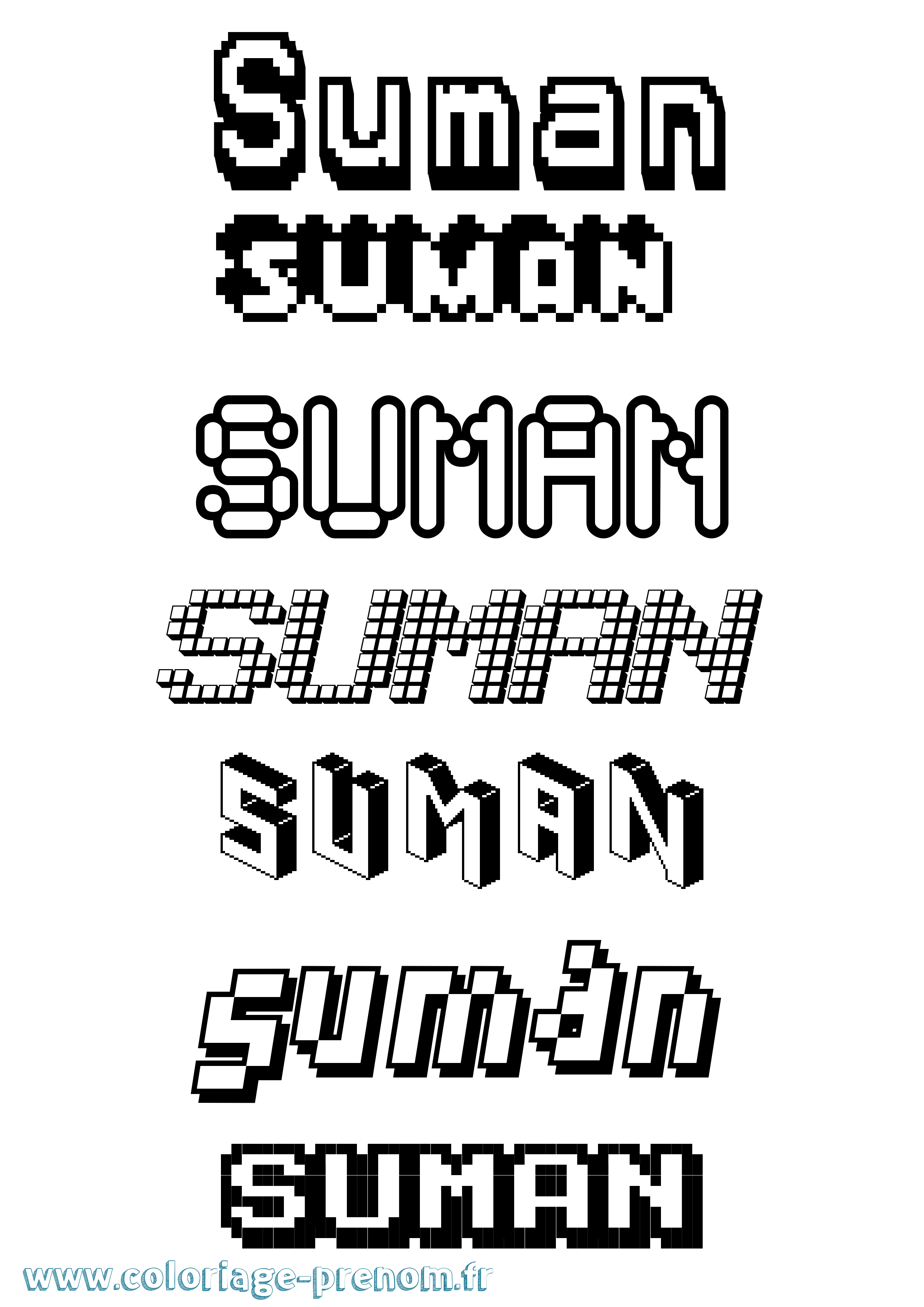 Coloriage Suman Pixel Coloriage prénom Suman Pixel
