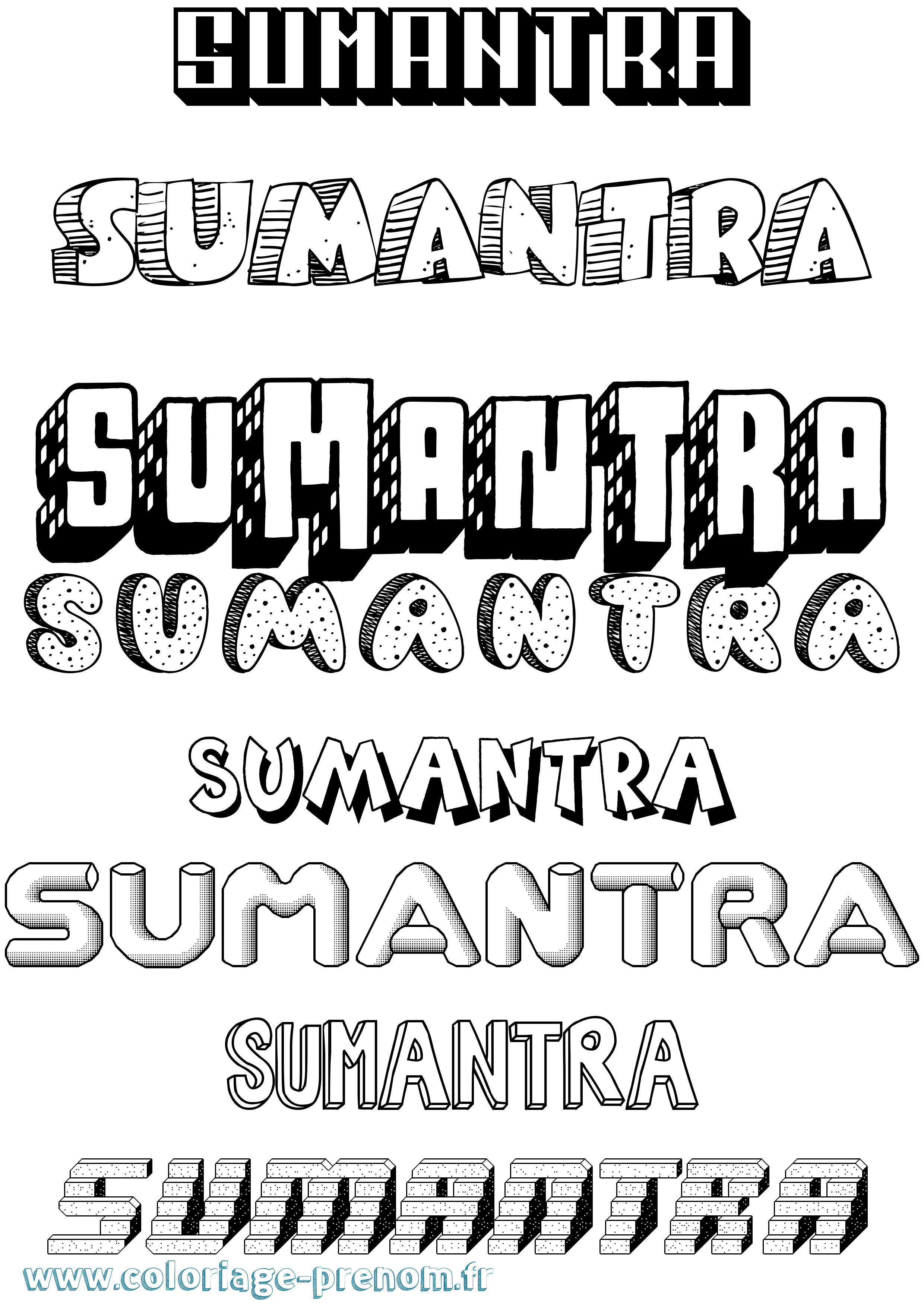 Coloriage Sumantra Effet 3D Coloriage prénom Sumantra Effet 3D