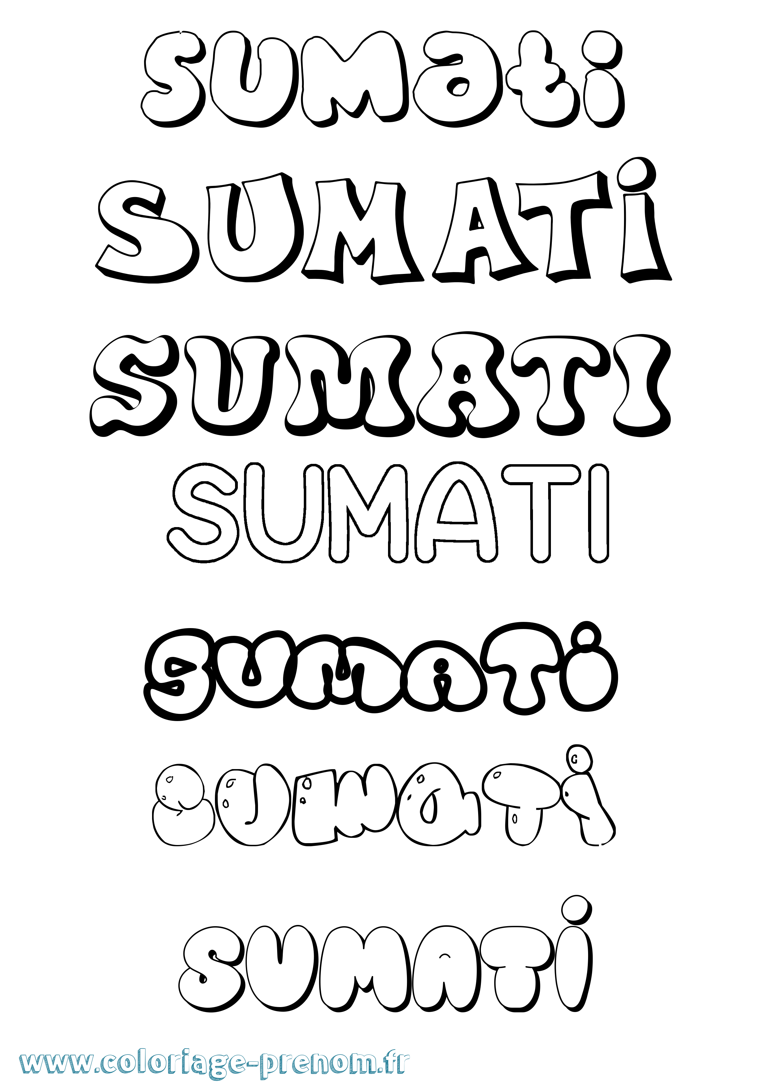 Coloriage Sumati Bubble Coloriage prénom Sumati Bubble