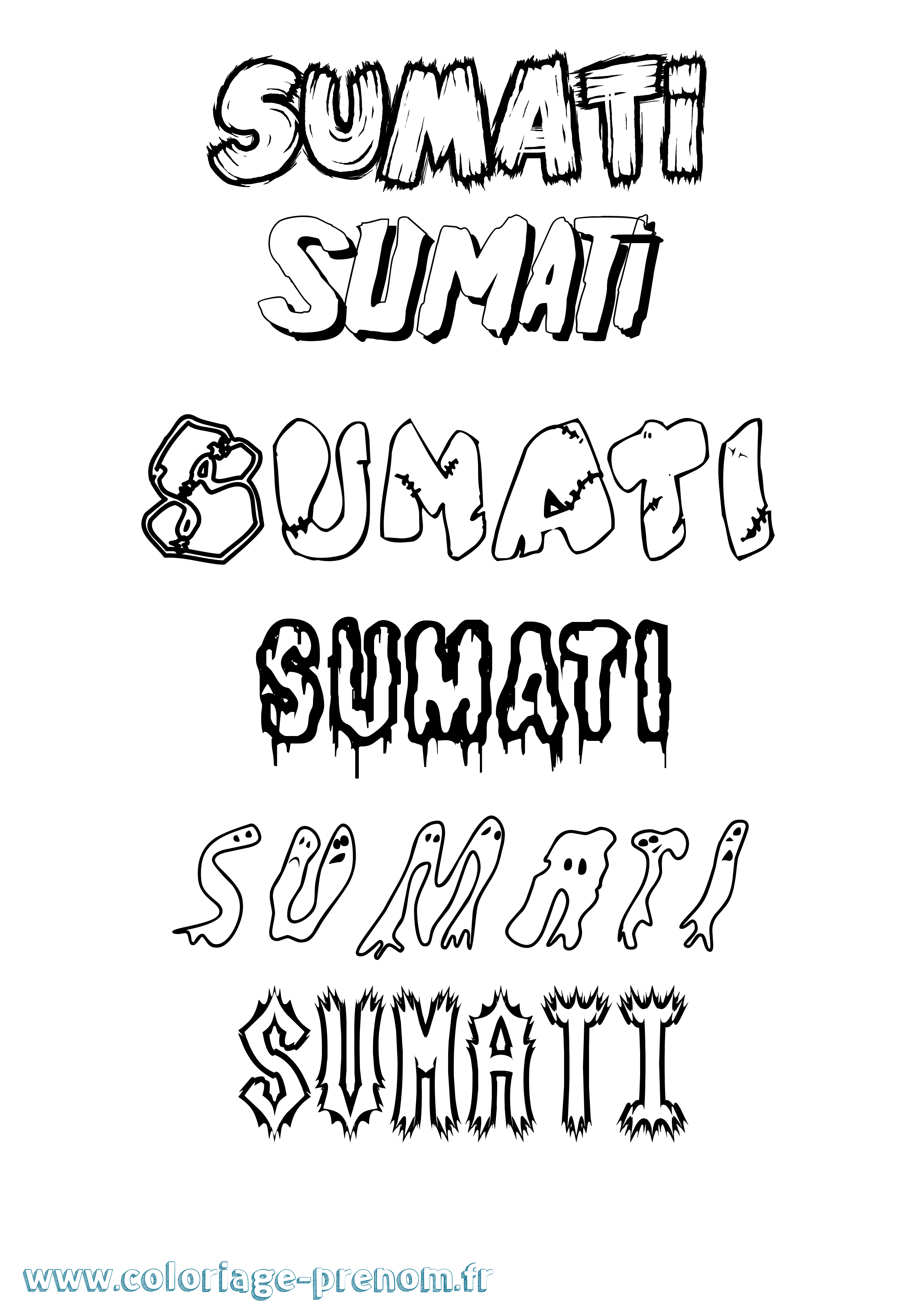 Coloriage Sumati Frisson Coloriage prénom Sumati Frisson