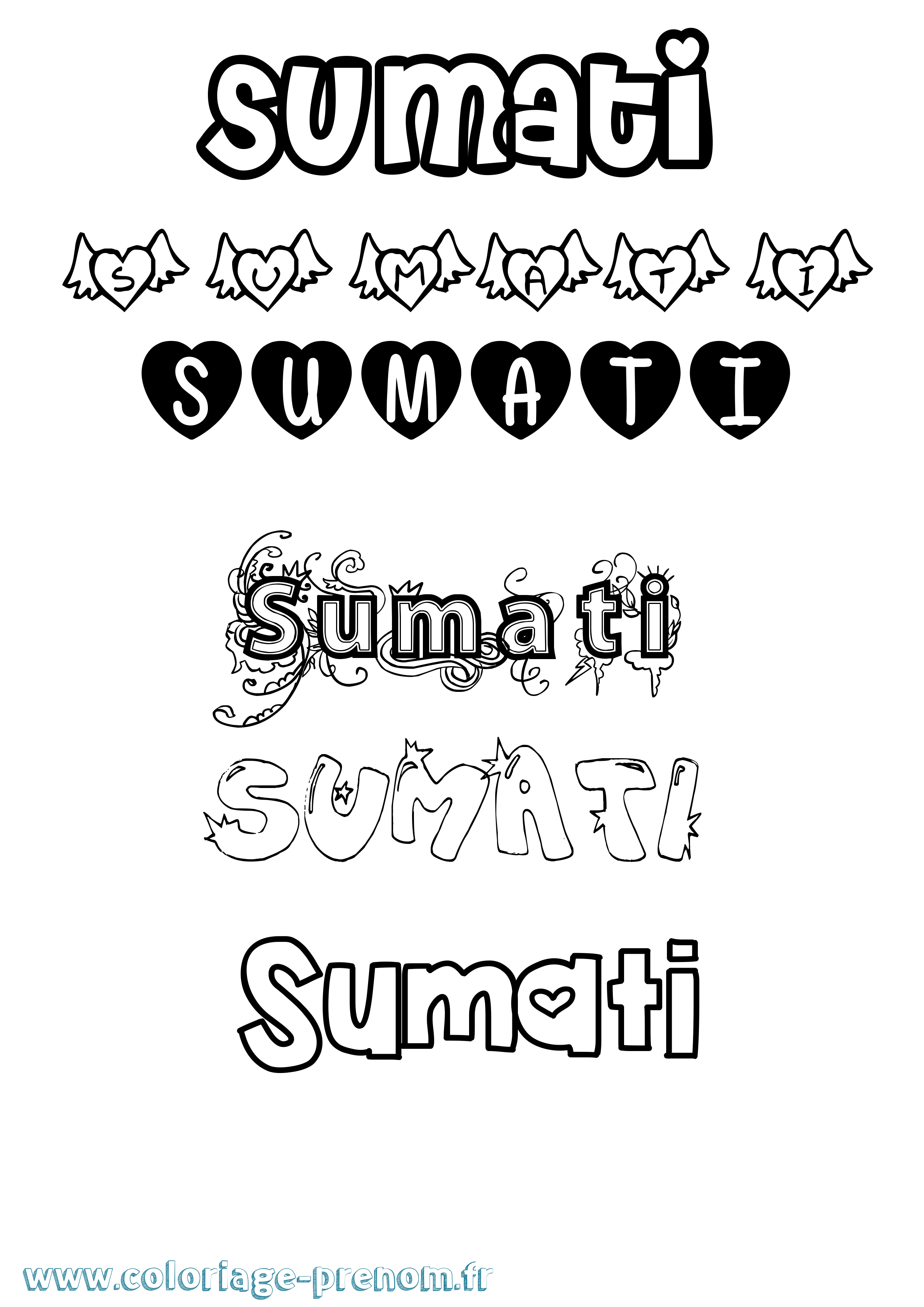 Coloriage Sumati Girly Coloriage prénom Sumati Girly