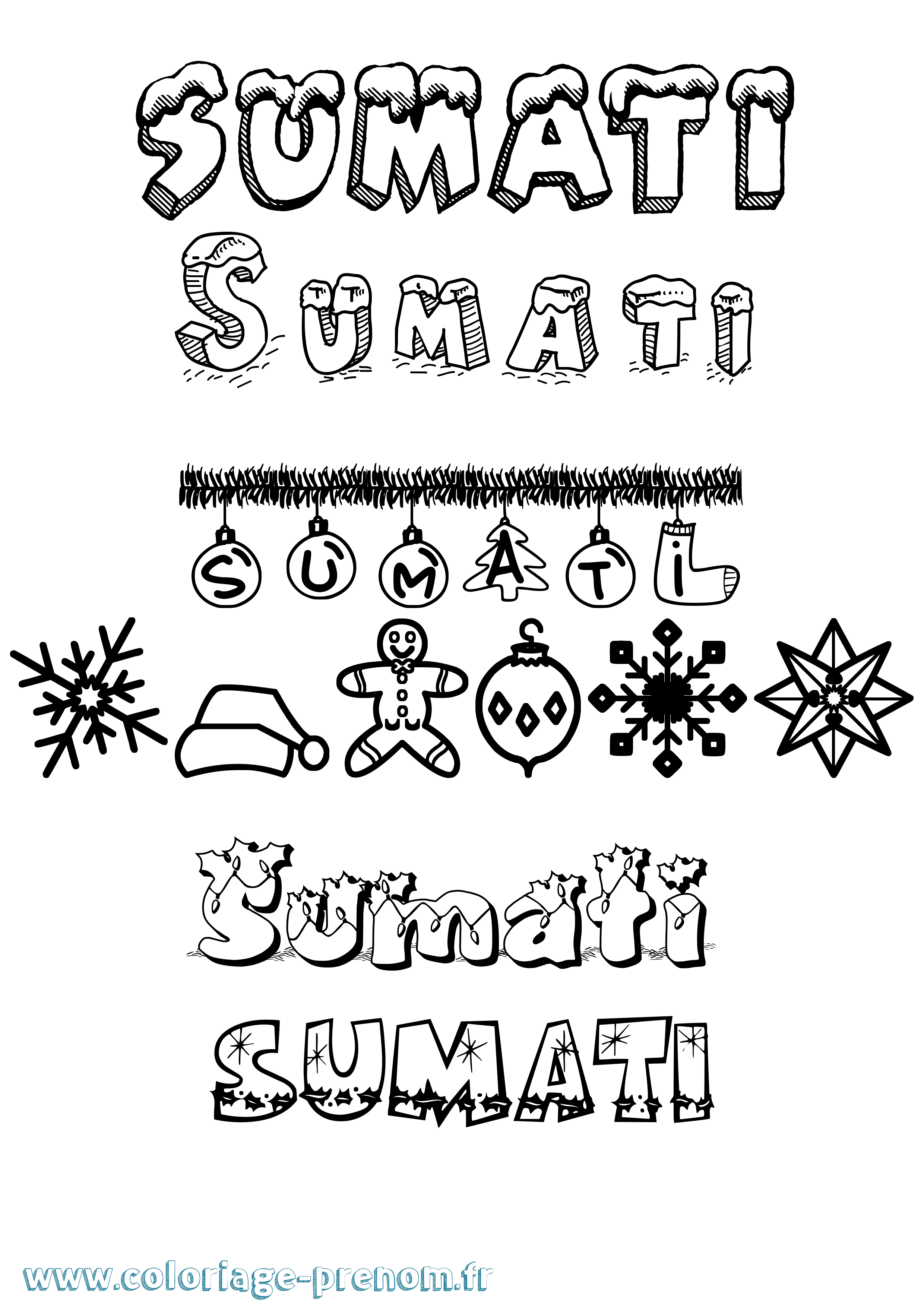 Coloriage Sumati Noël Coloriage prénom Sumati Noël