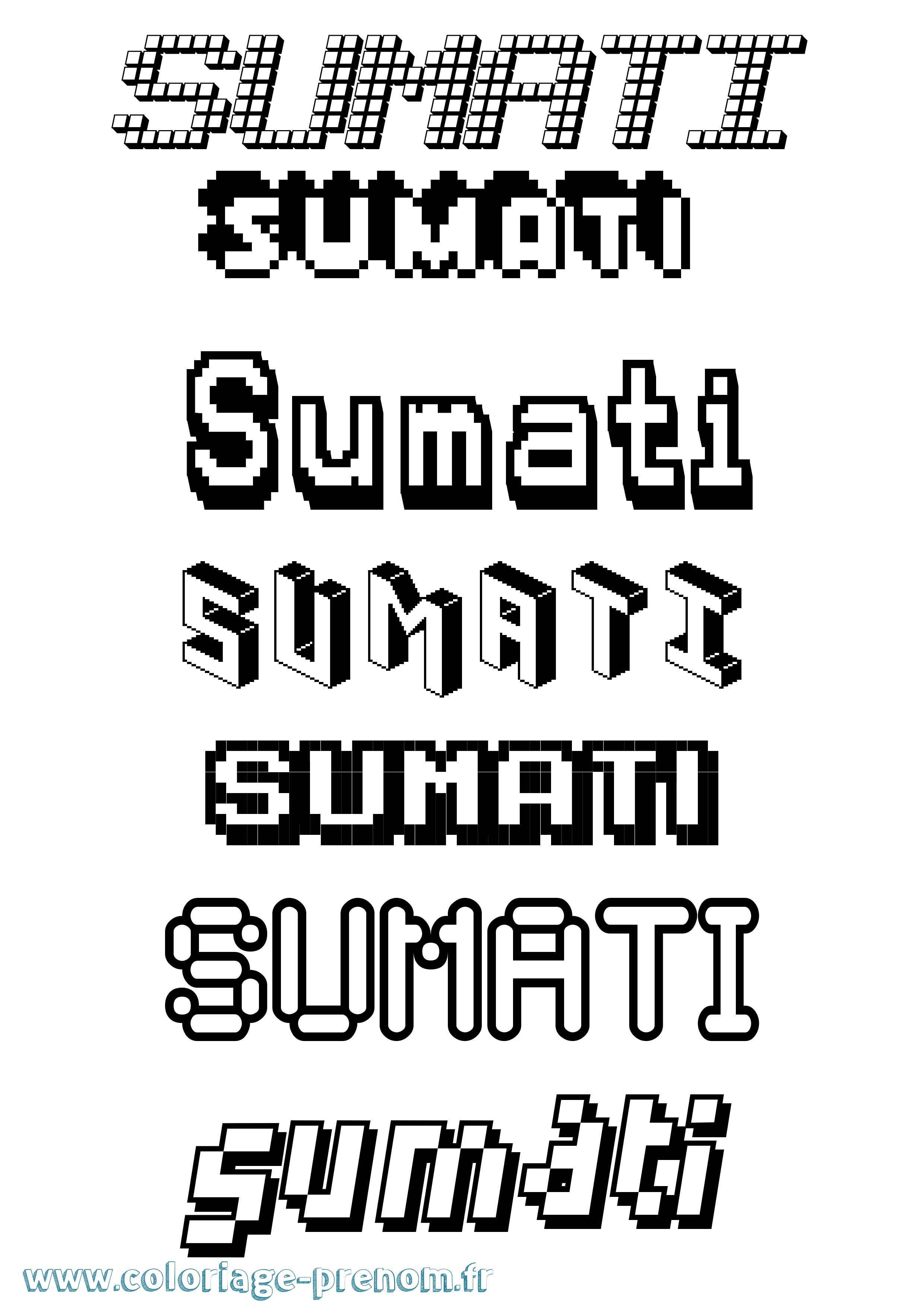 Coloriage Sumati Pixel Coloriage prénom Sumati Pixel