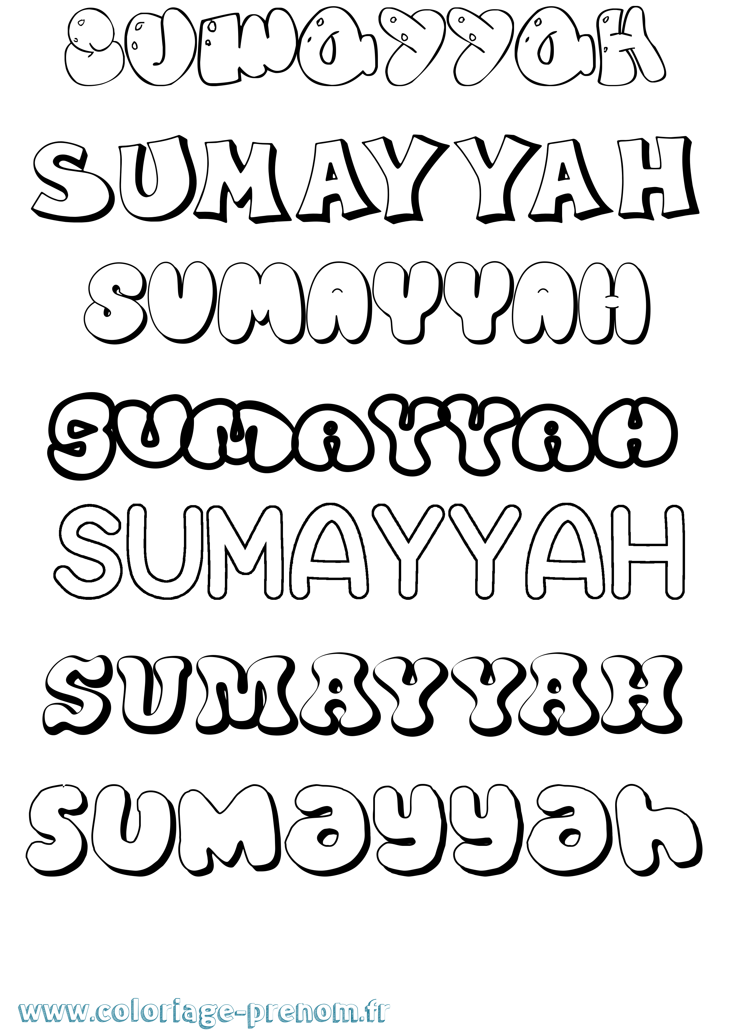 Coloriage Sumayyah Bubble Coloriage prénom Sumayyah Bubble