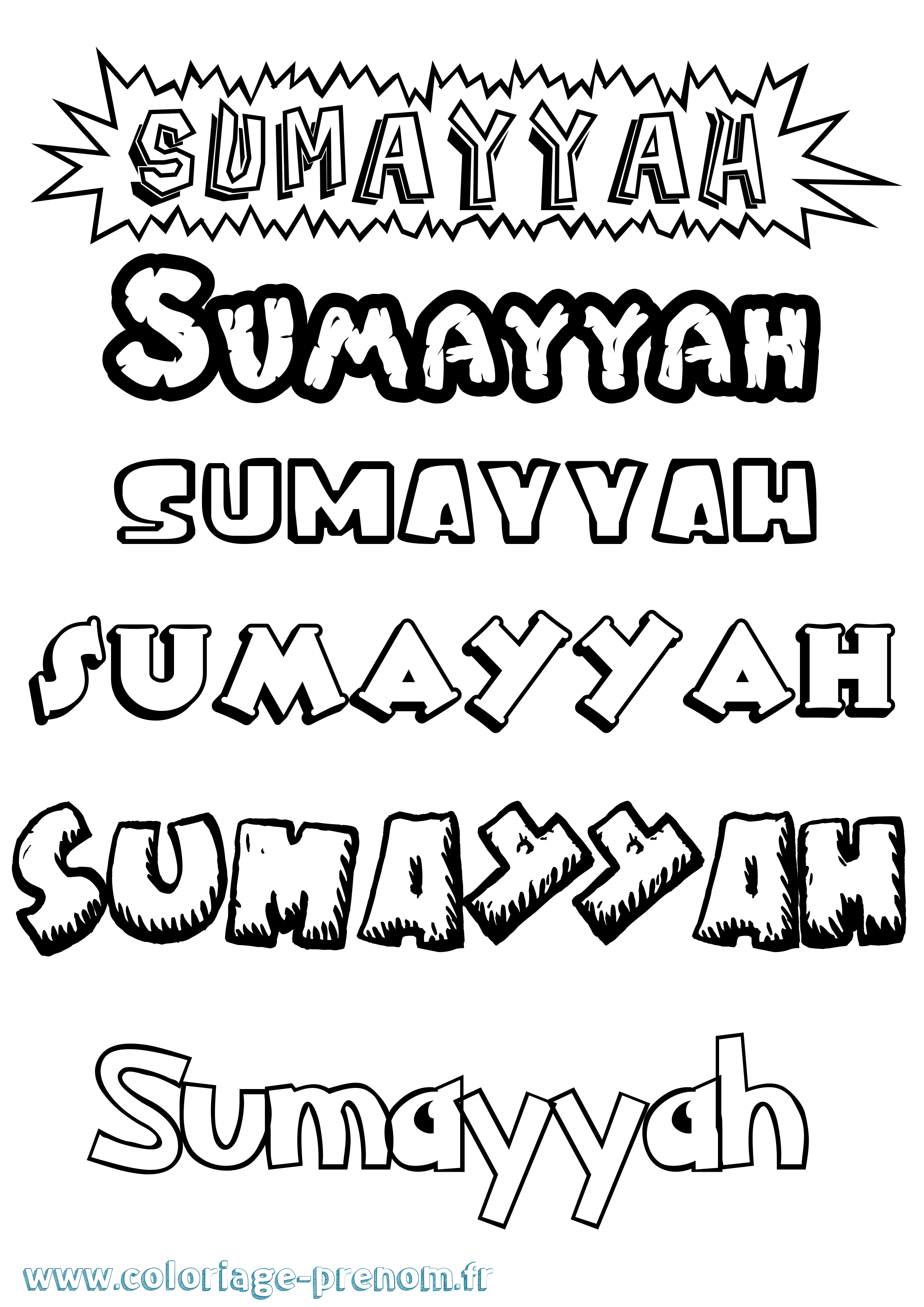 Coloriage Sumayyah Dessin Animé Coloriage prénom Sumayyah Dessin Animé