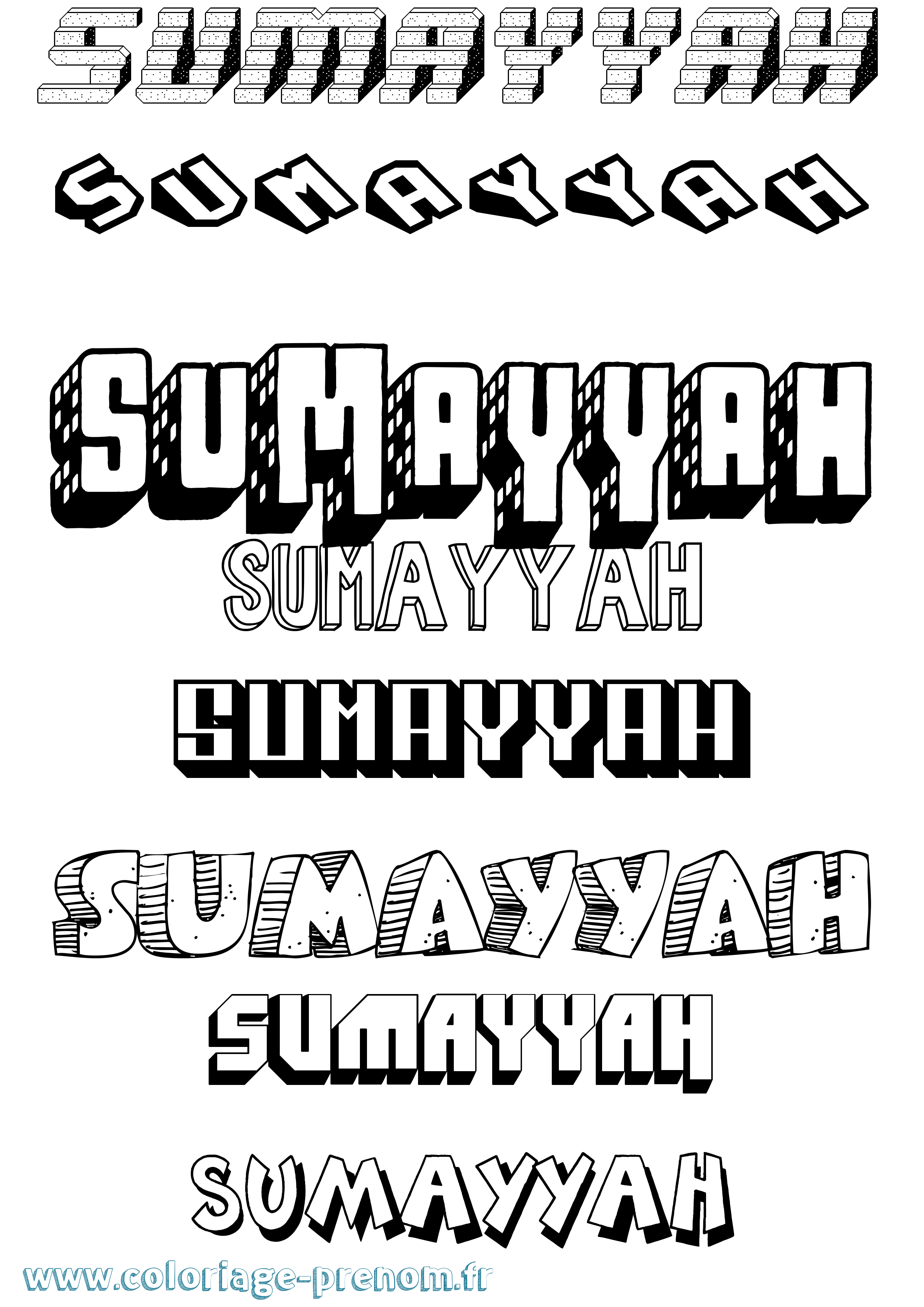 Coloriage Sumayyah Effet 3D Coloriage prénom Sumayyah Effet 3D
