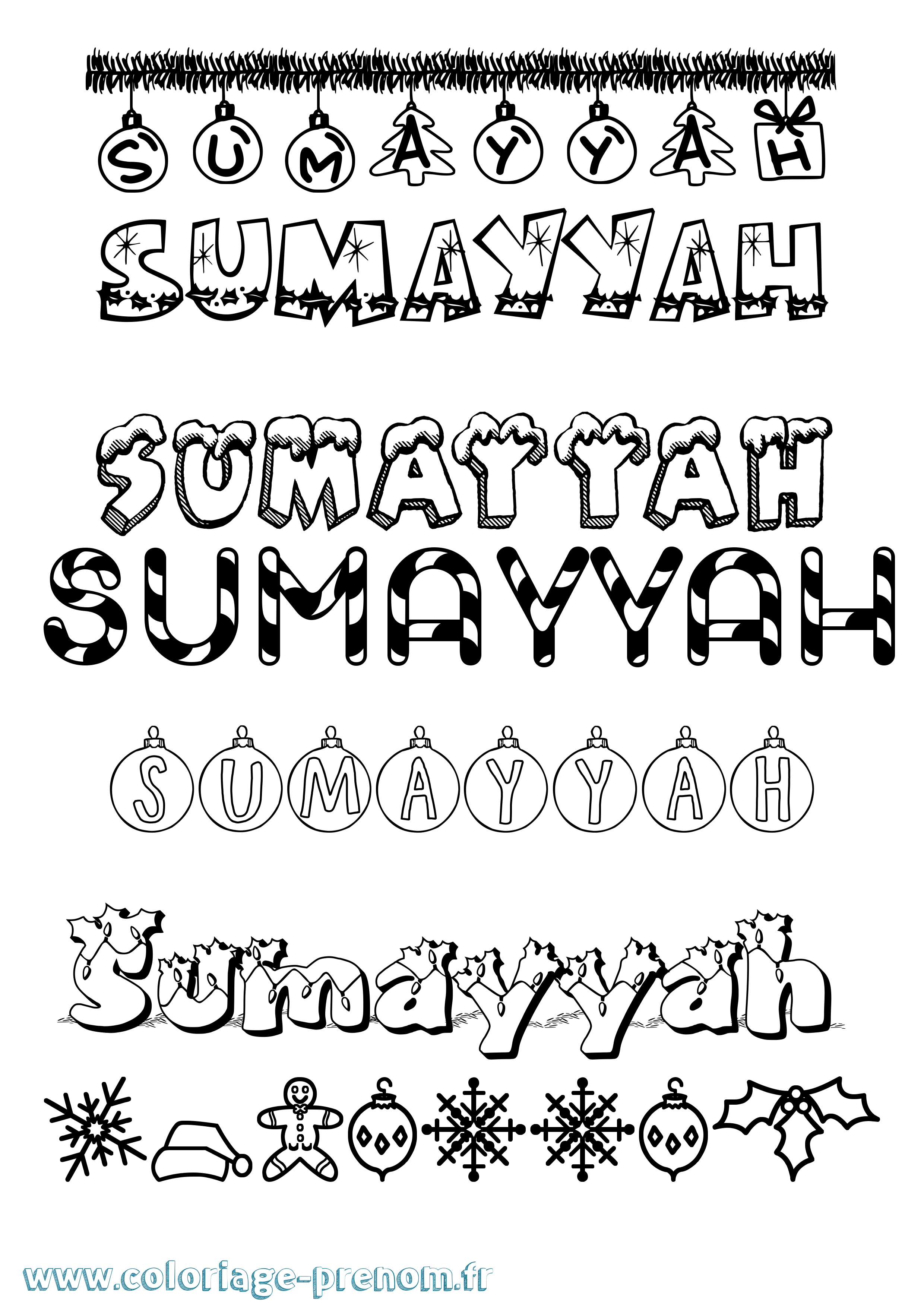 Coloriage Sumayyah Noël Coloriage prénom Sumayyah Noël