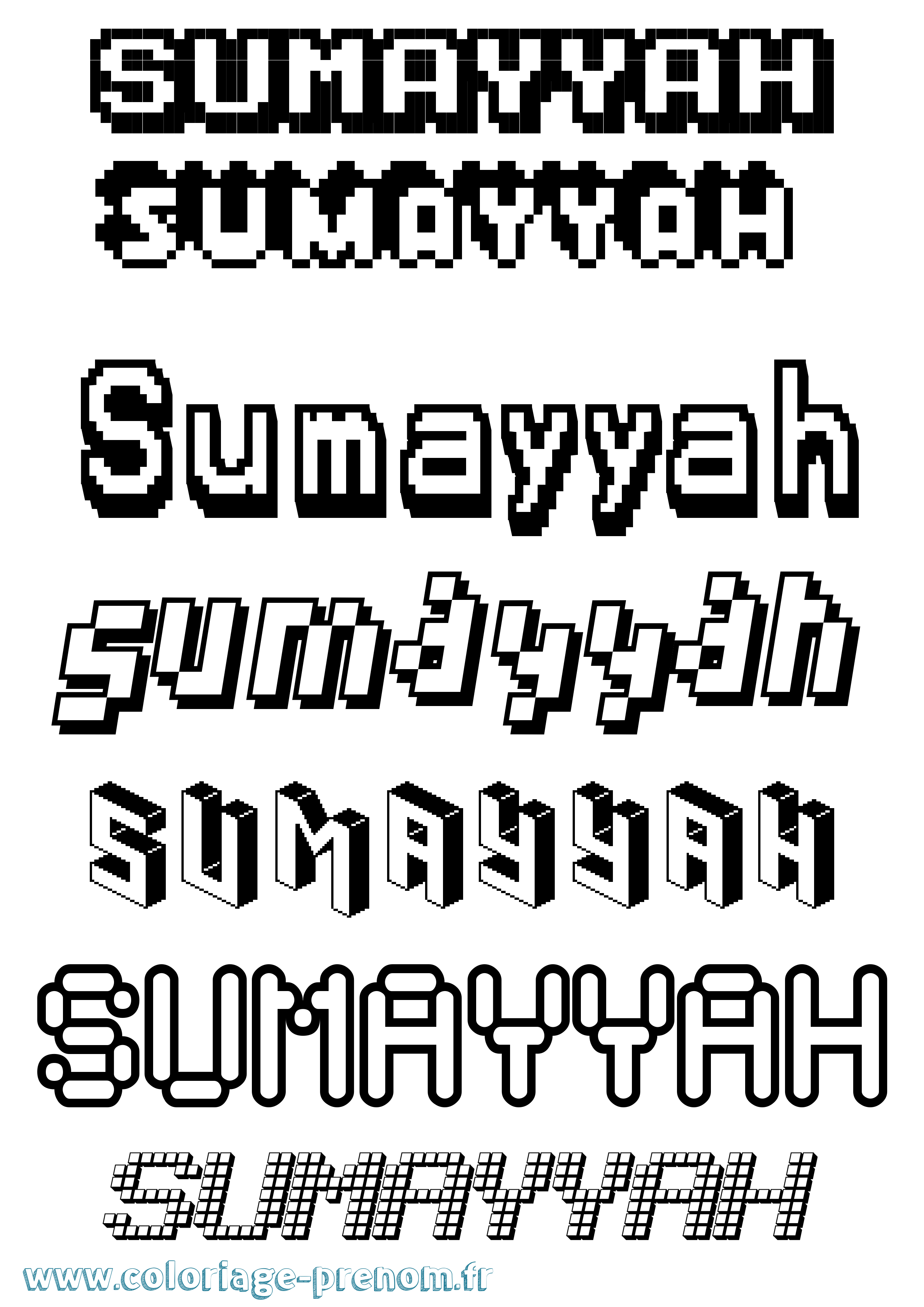 Coloriage Sumayyah Pixel Coloriage prénom Sumayyah Pixel
