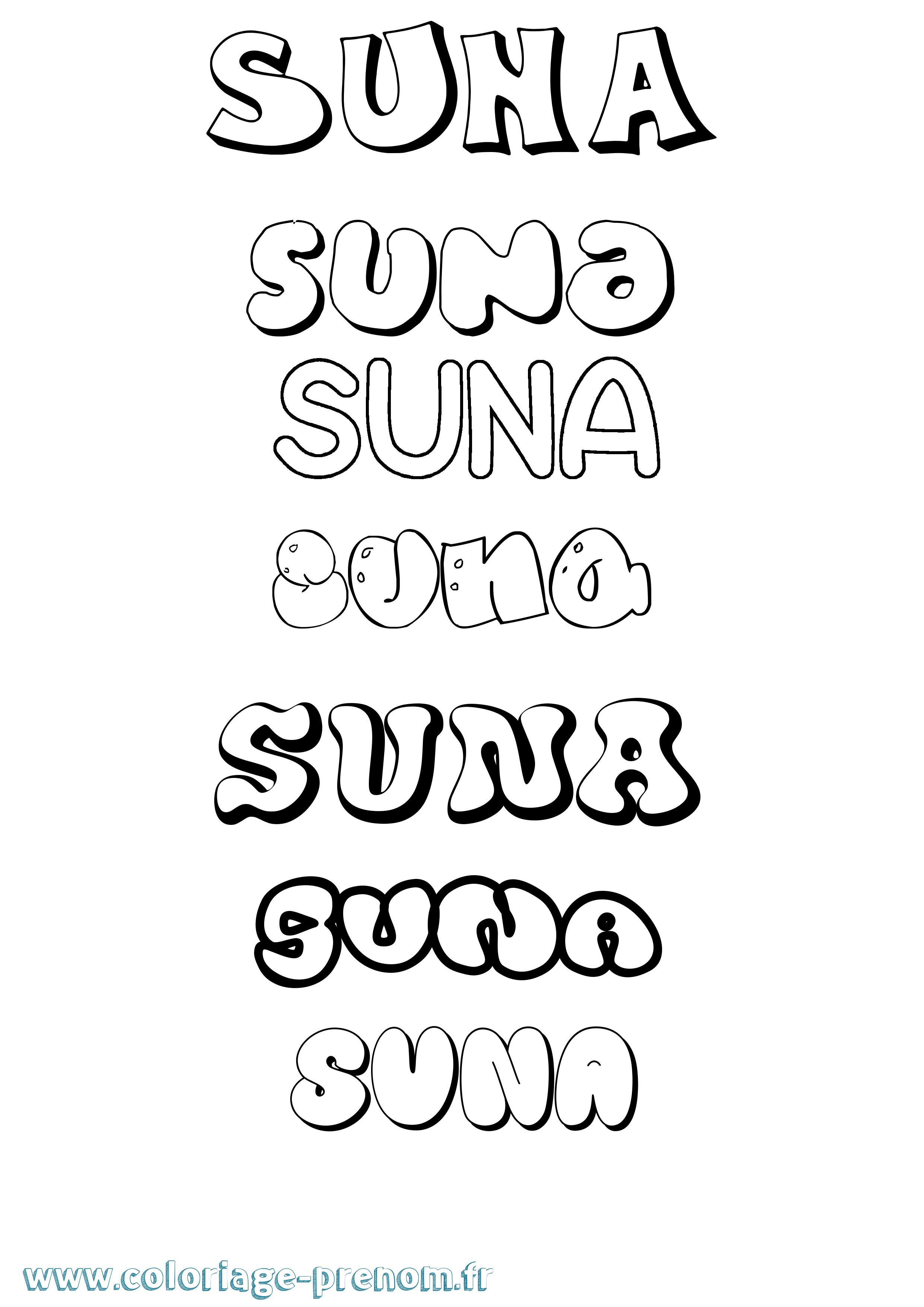 Coloriage Suna Bubble Coloriage prénom Suna Bubble