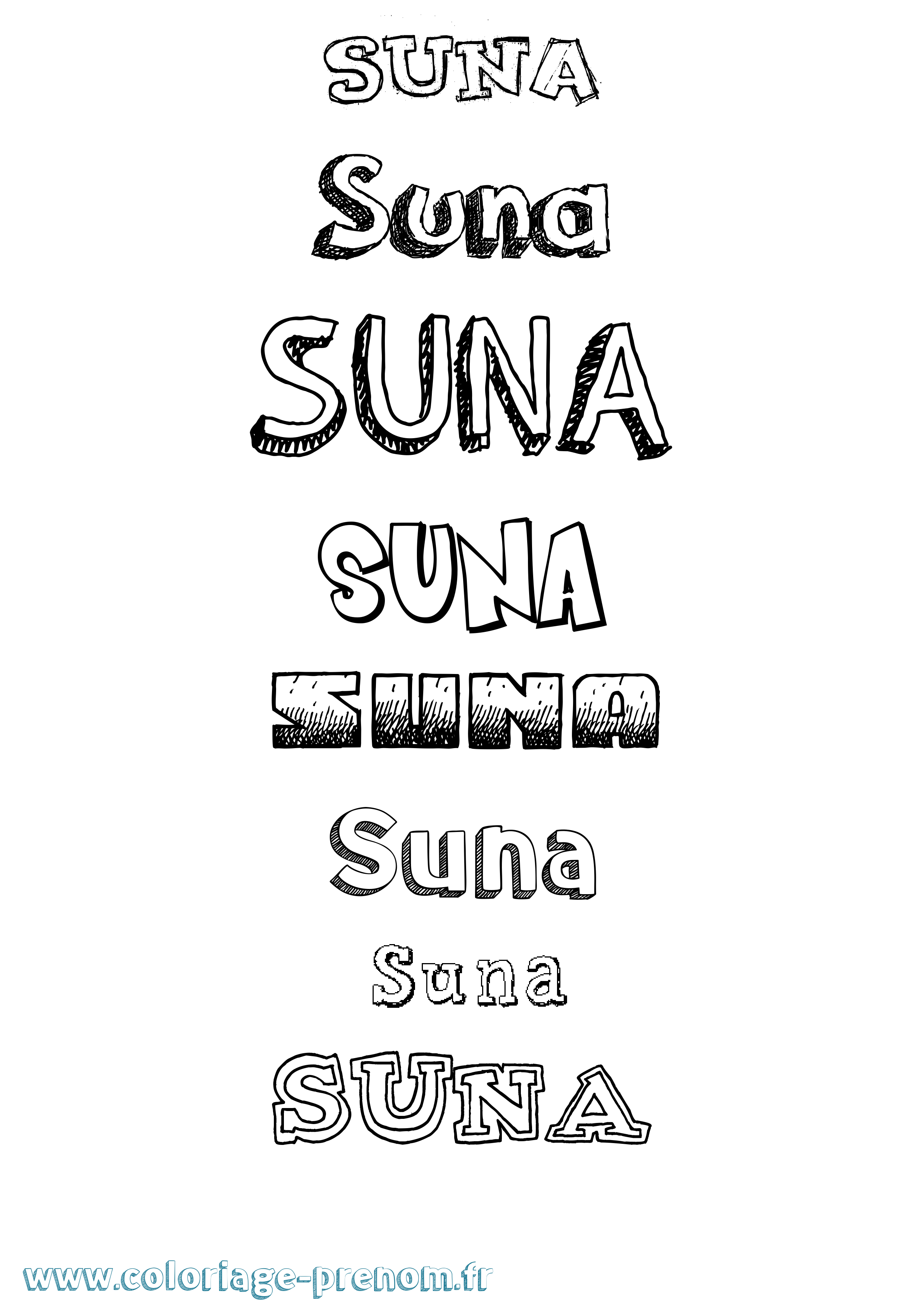 Coloriage Suna Dessiné Coloriage prénom Suna Dessiné