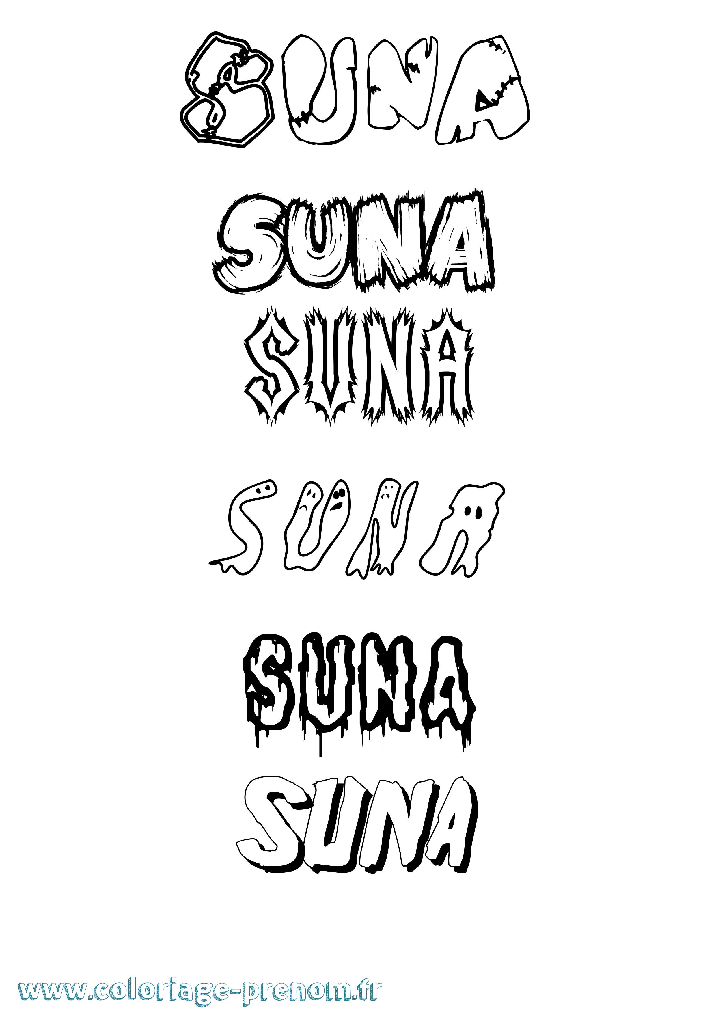 Coloriage Suna Frisson Coloriage prénom Suna Frisson
