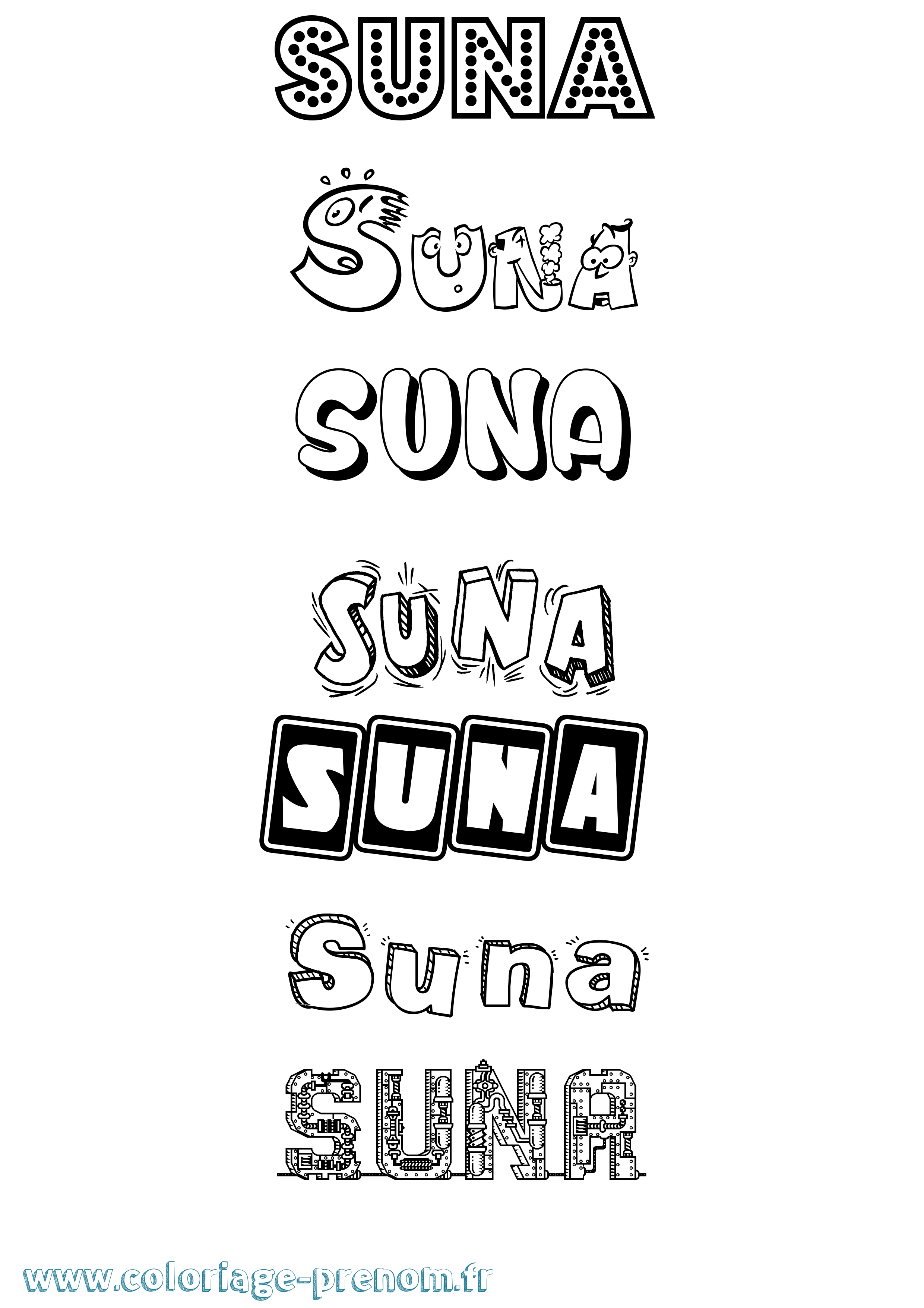 Coloriage Suna Fun Coloriage prénom Suna Fun