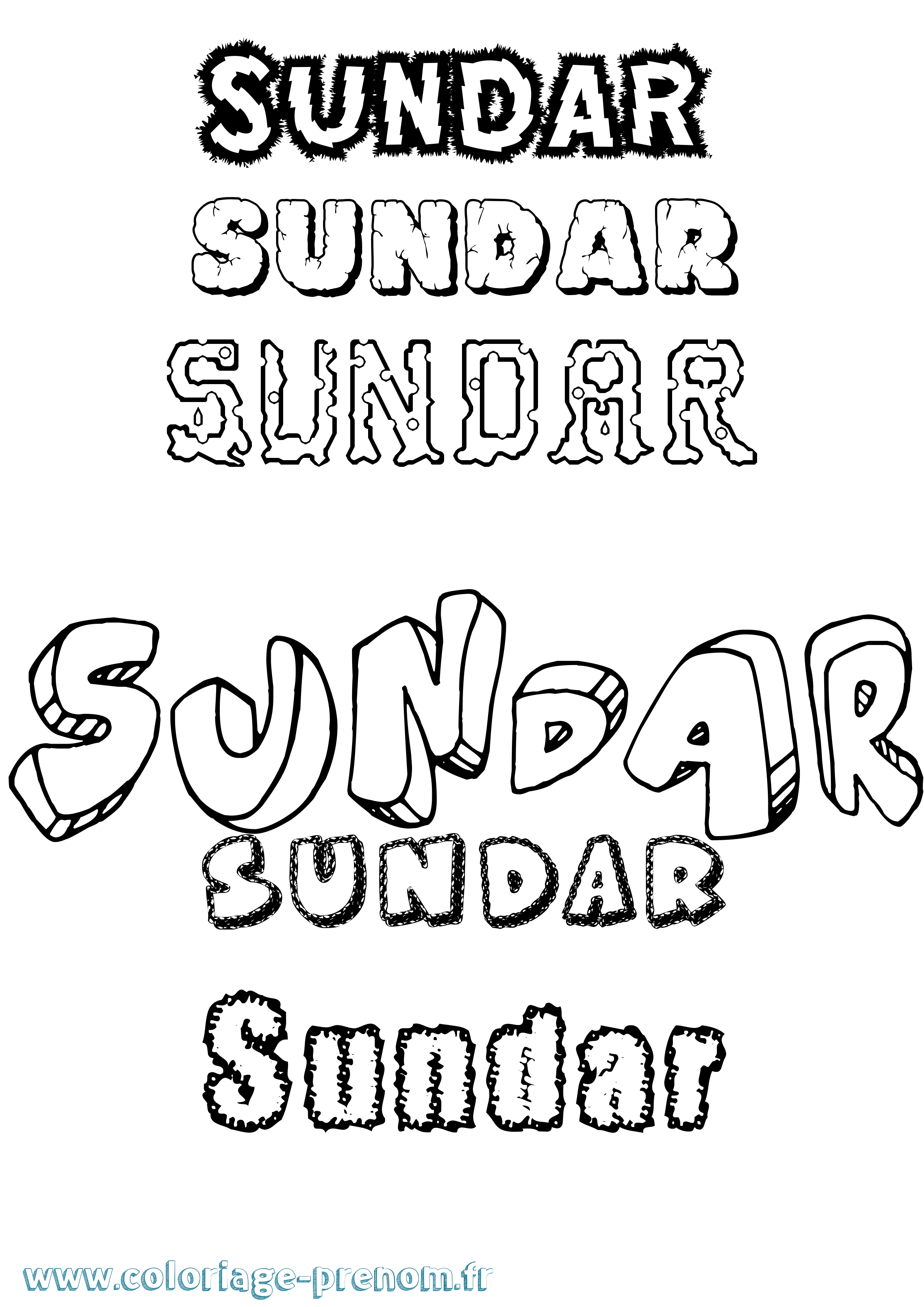 Coloriage Sundar Destructuré Coloriage prénom Sundar Destructuré