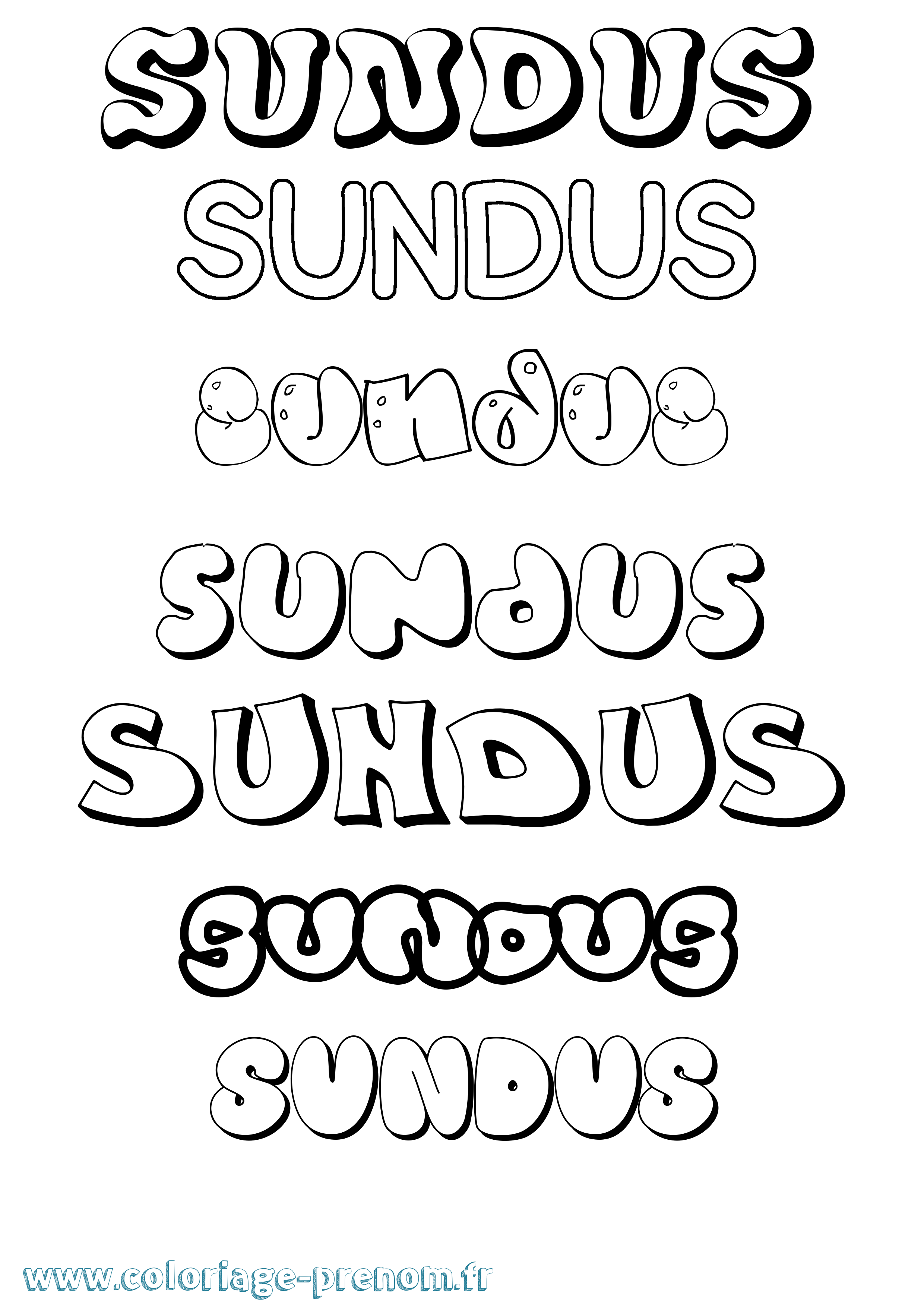 Coloriage Sundus Bubble Coloriage prénom Sundus Bubble