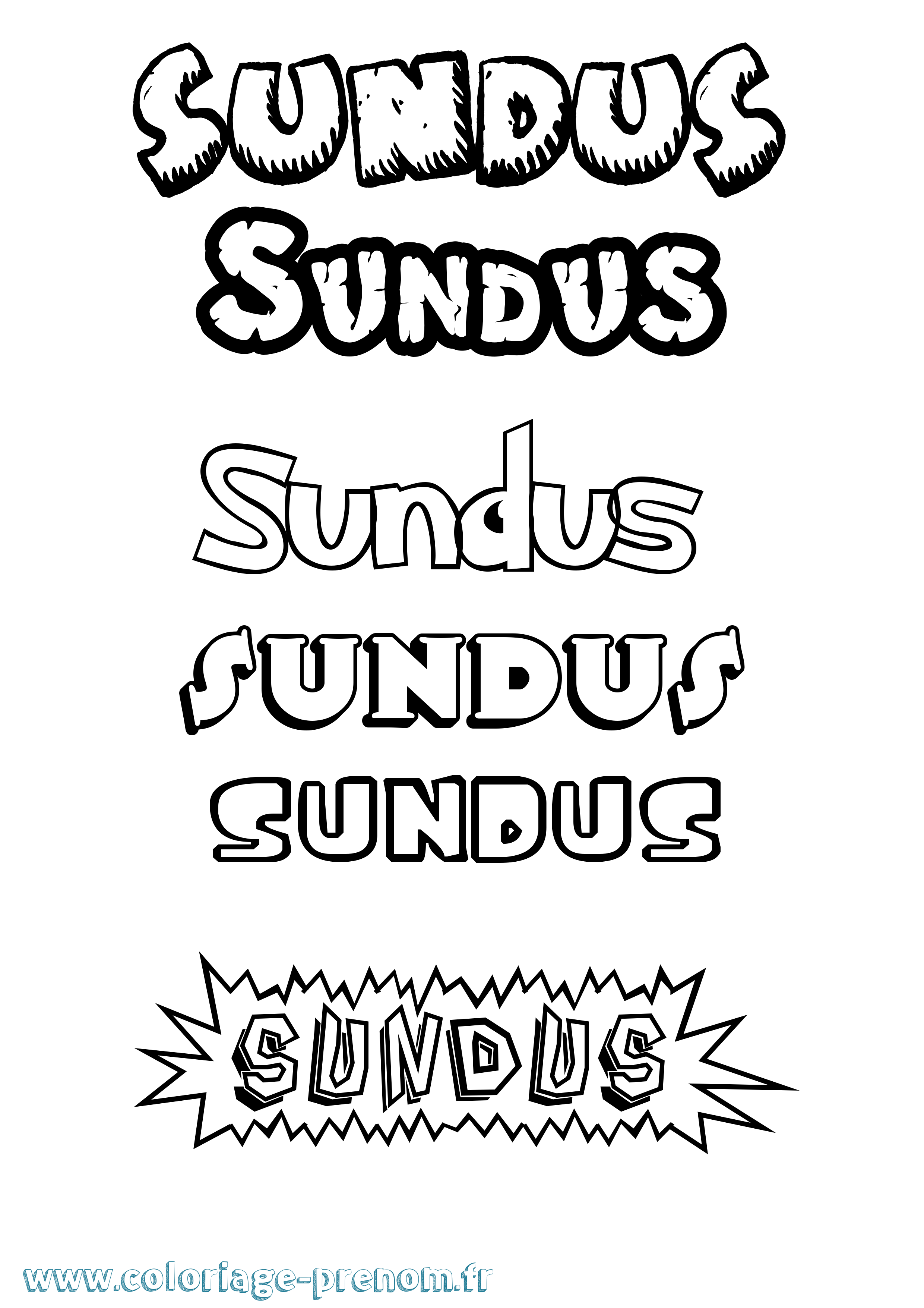 Coloriage Sundus Dessin Animé Coloriage prénom Sundus Dessin Animé