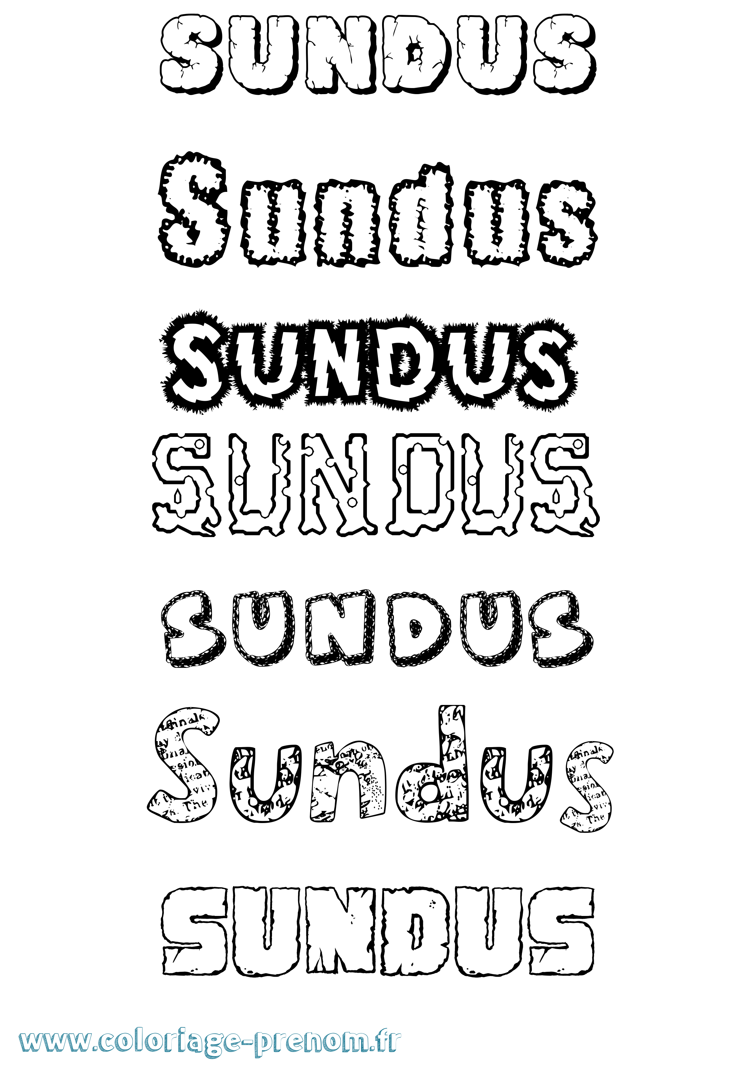 Coloriage Sundus Destructuré Coloriage prénom Sundus Destructuré