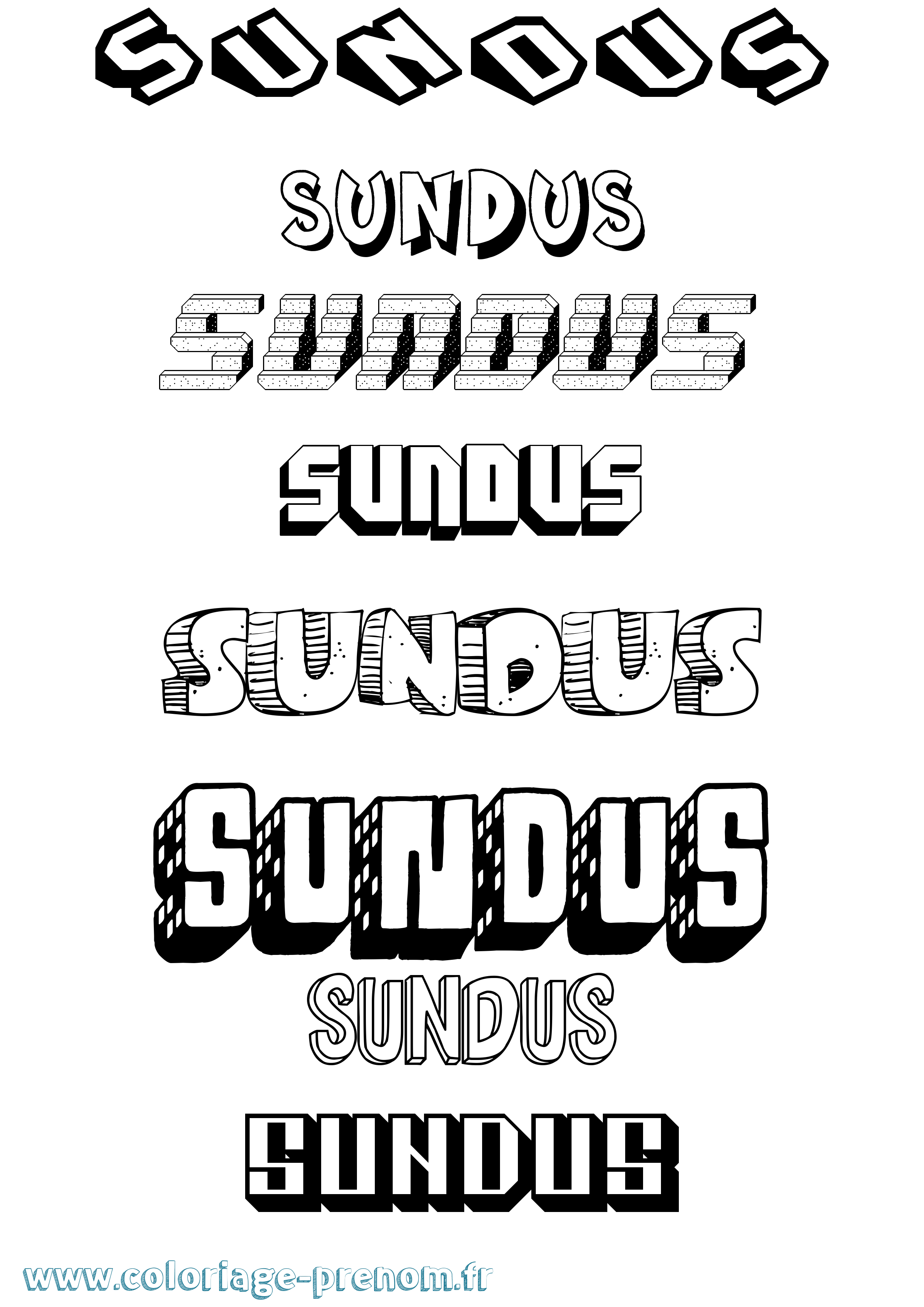 Coloriage Sundus Effet 3D Coloriage prénom Sundus Effet 3D