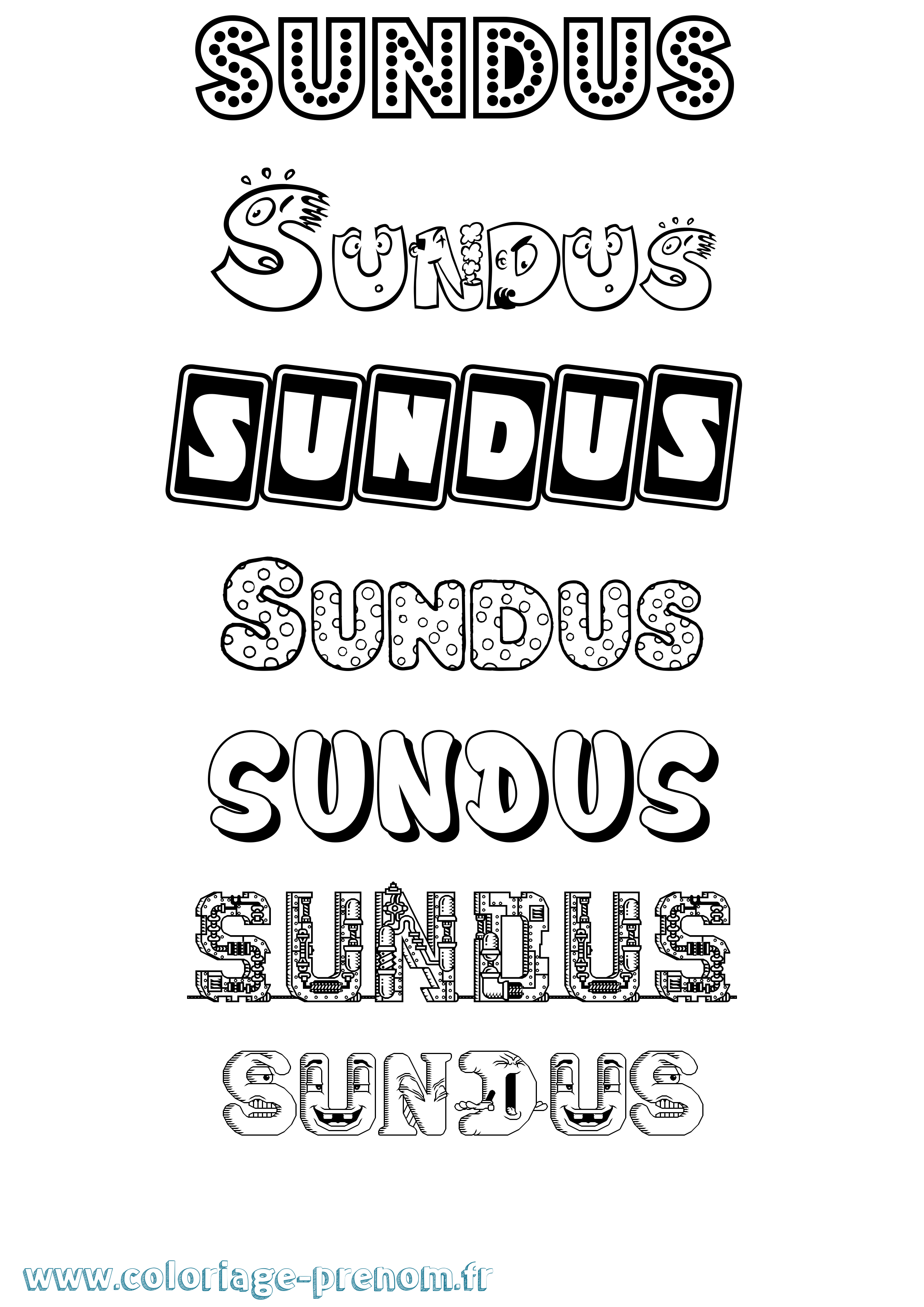 Coloriage Sundus Fun Coloriage prénom Sundus Fun