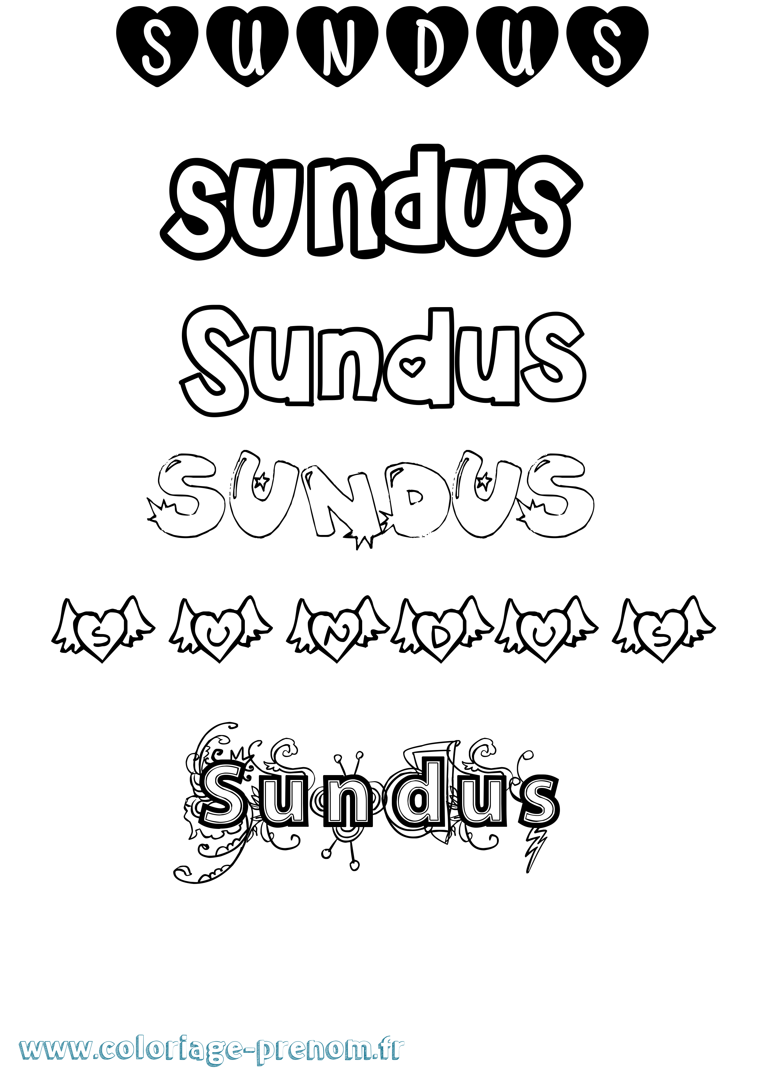 Coloriage Sundus Girly Coloriage prénom Sundus Girly