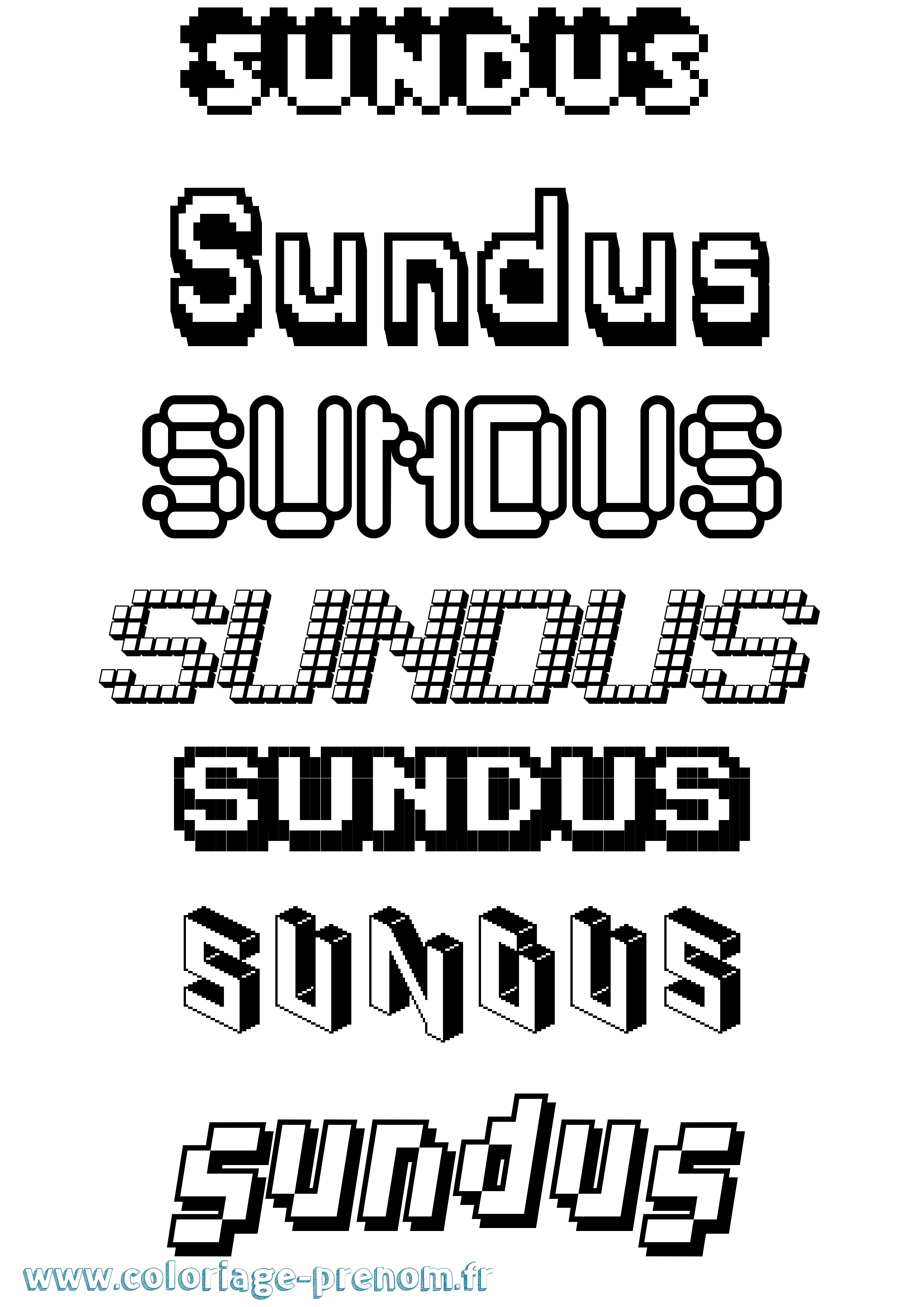 Coloriage Sundus Pixel Coloriage prénom Sundus Pixel