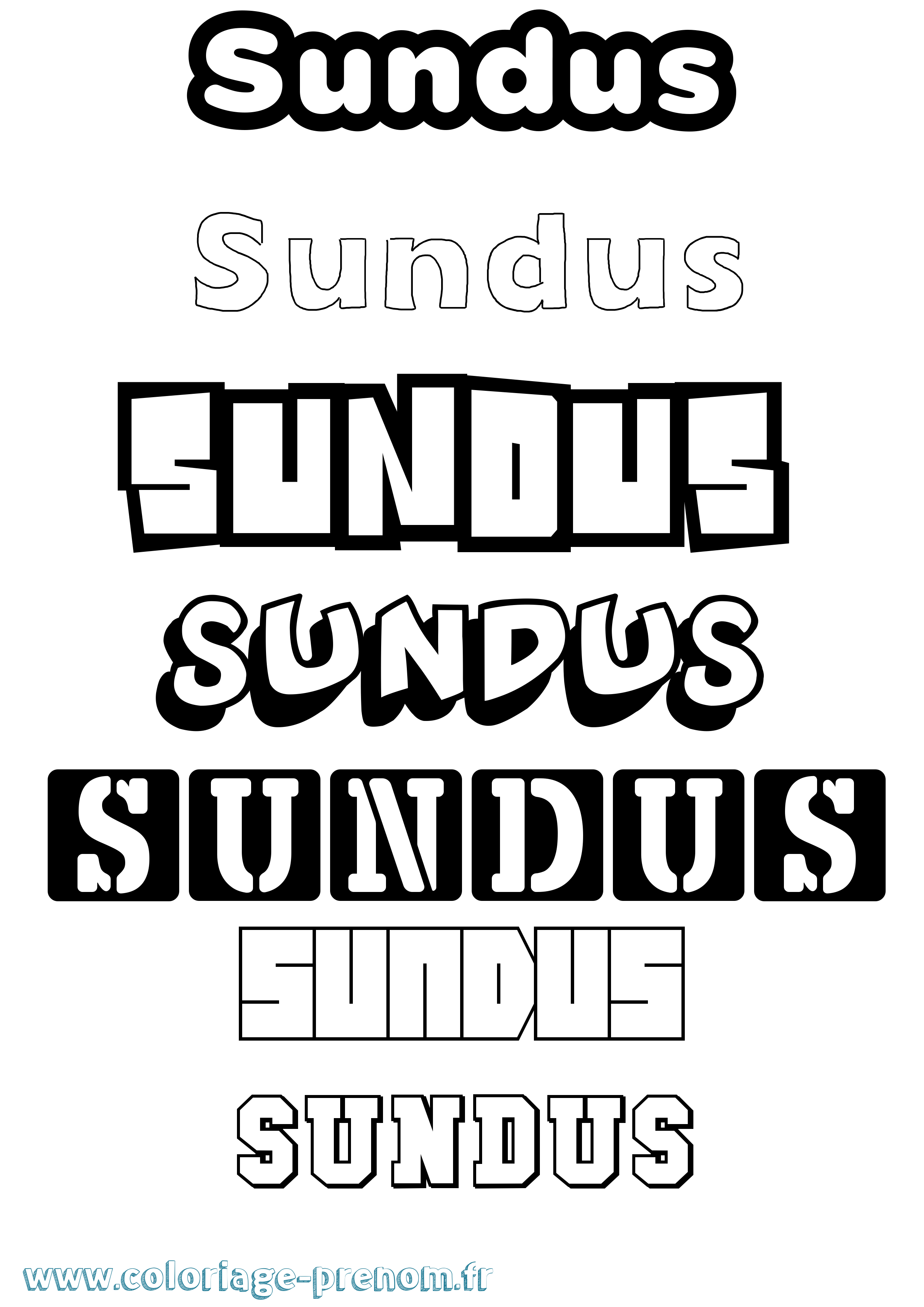 Coloriage Sundus Simple Coloriage prénom Sundus Simple