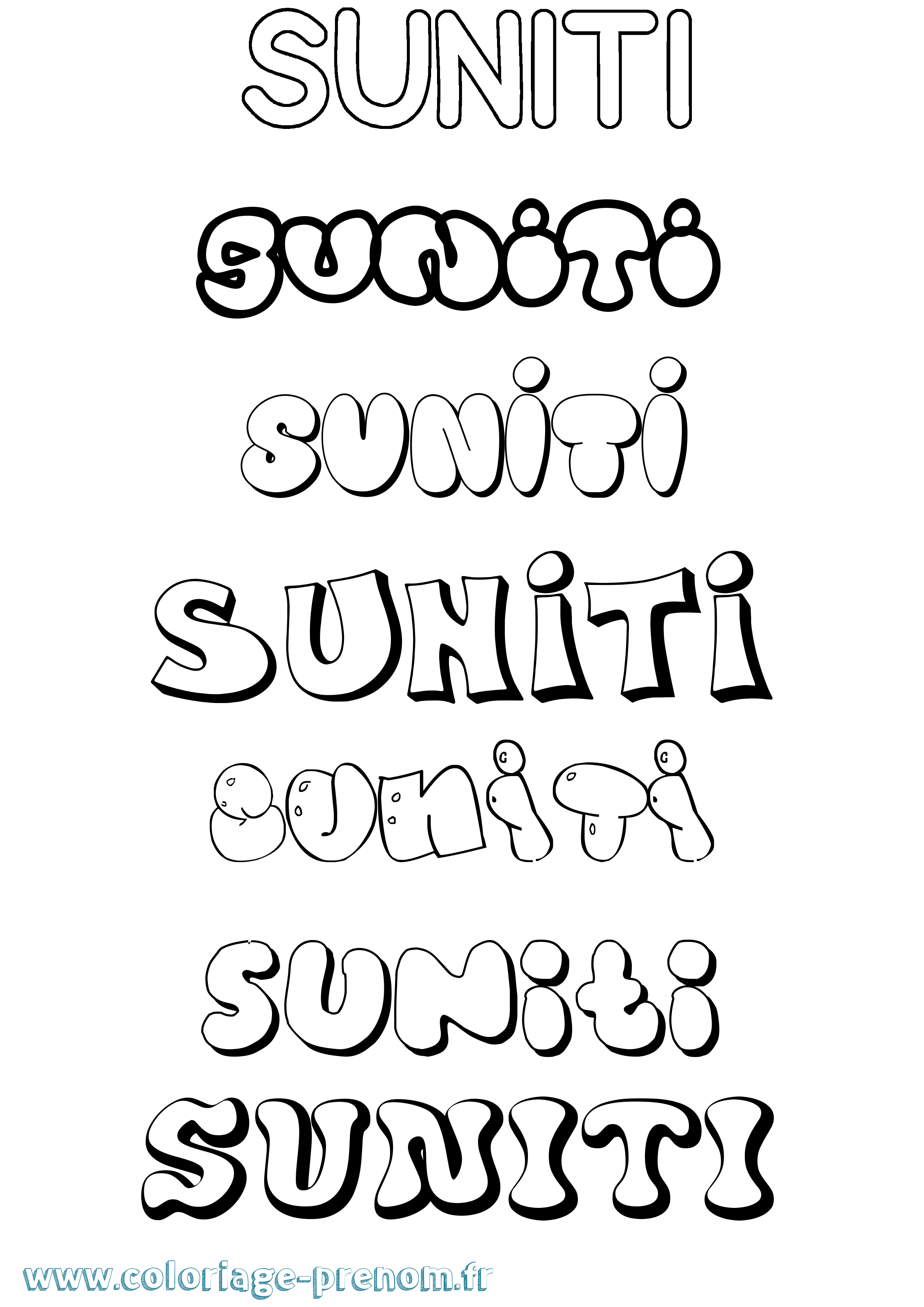 Coloriage Suniti Bubble Coloriage prénom Suniti Bubble
