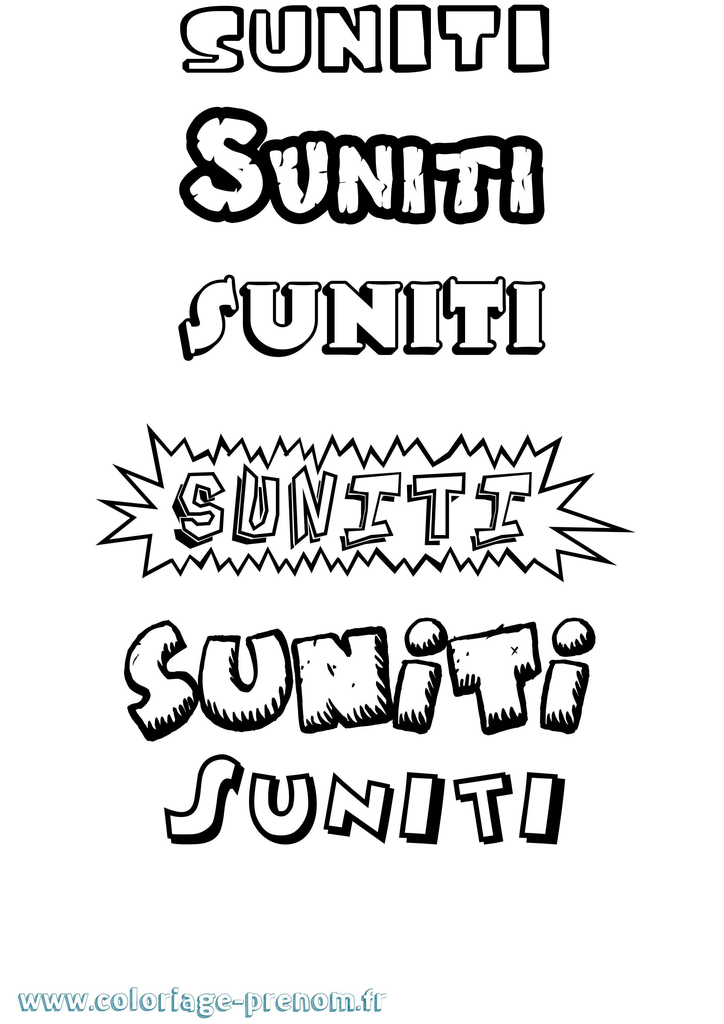 Coloriage Suniti Dessin Animé Coloriage prénom Suniti Dessin Animé