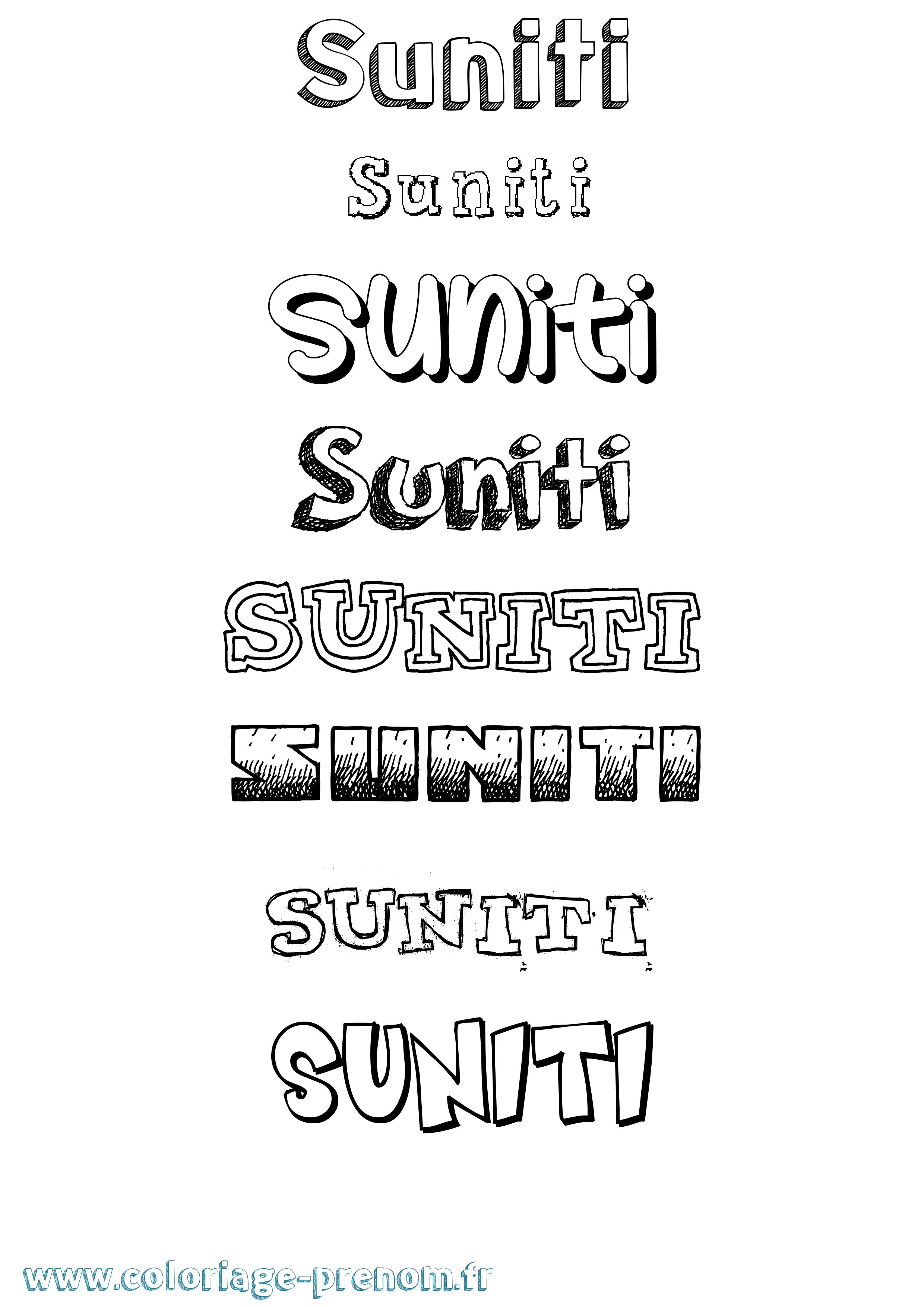 Coloriage Suniti Dessiné Coloriage prénom Suniti Dessiné