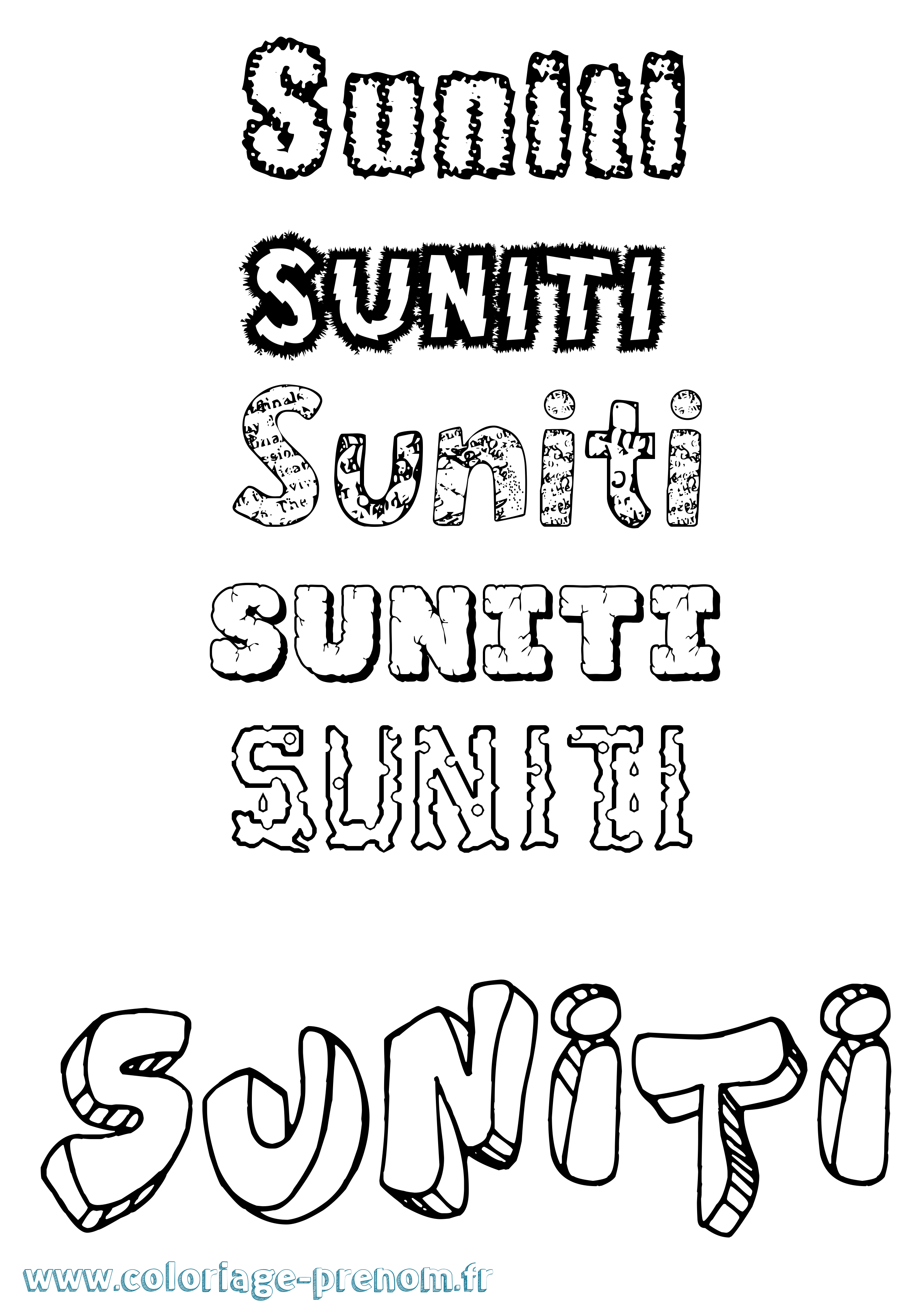 Coloriage Suniti Destructuré Coloriage prénom Suniti Destructuré