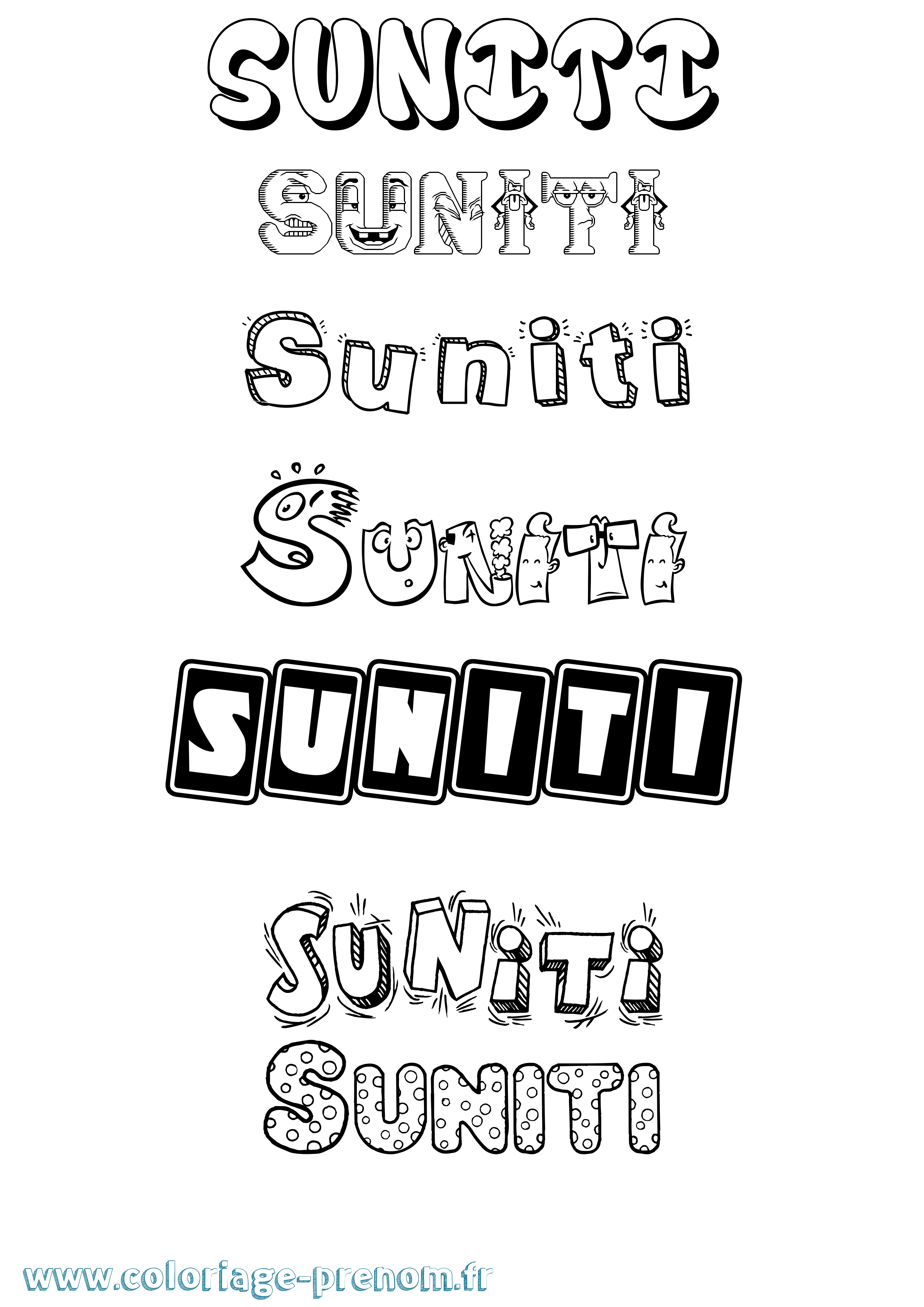 Coloriage Suniti Fun Coloriage prénom Suniti Fun