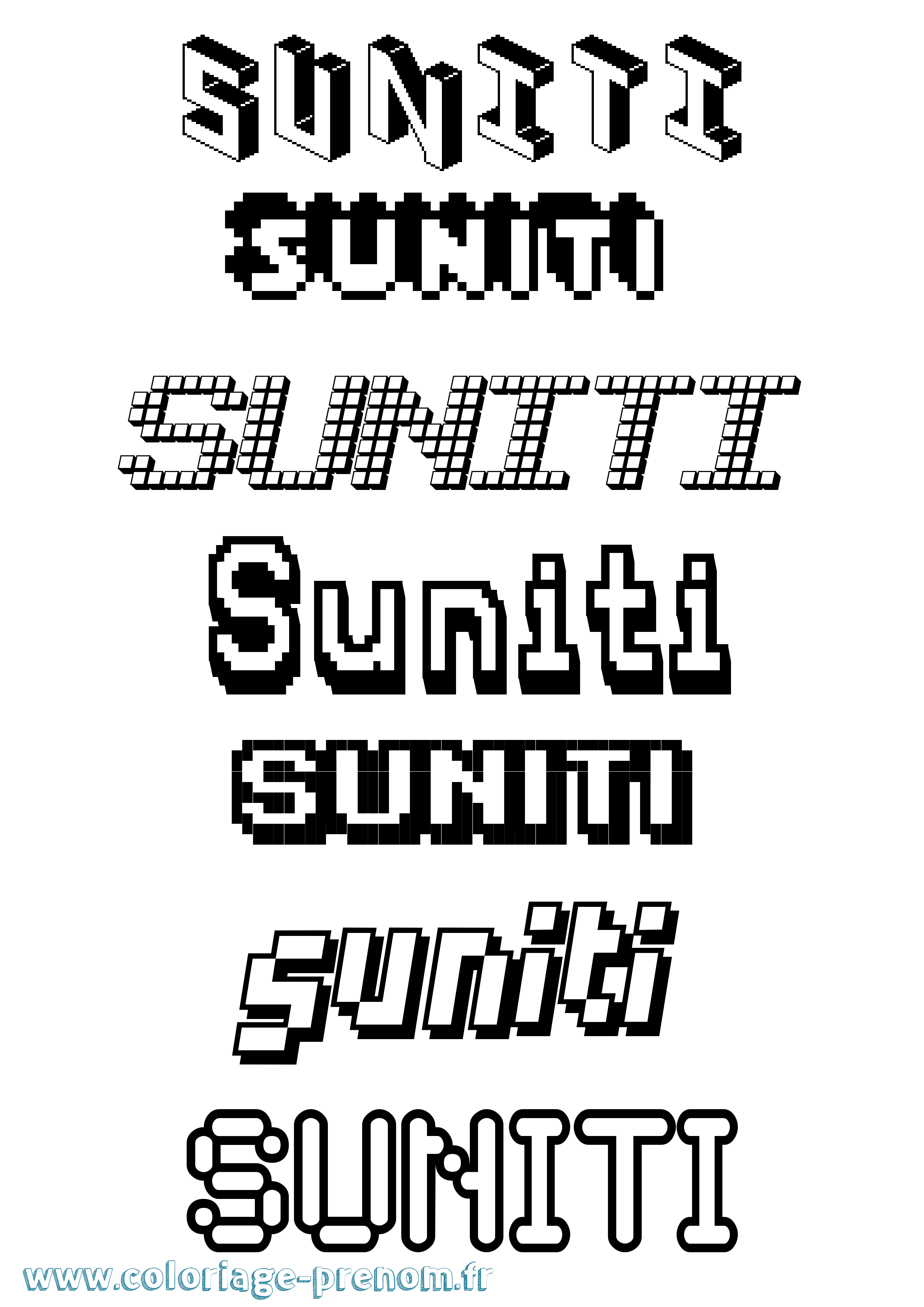 Coloriage Suniti Pixel Coloriage prénom Suniti Pixel