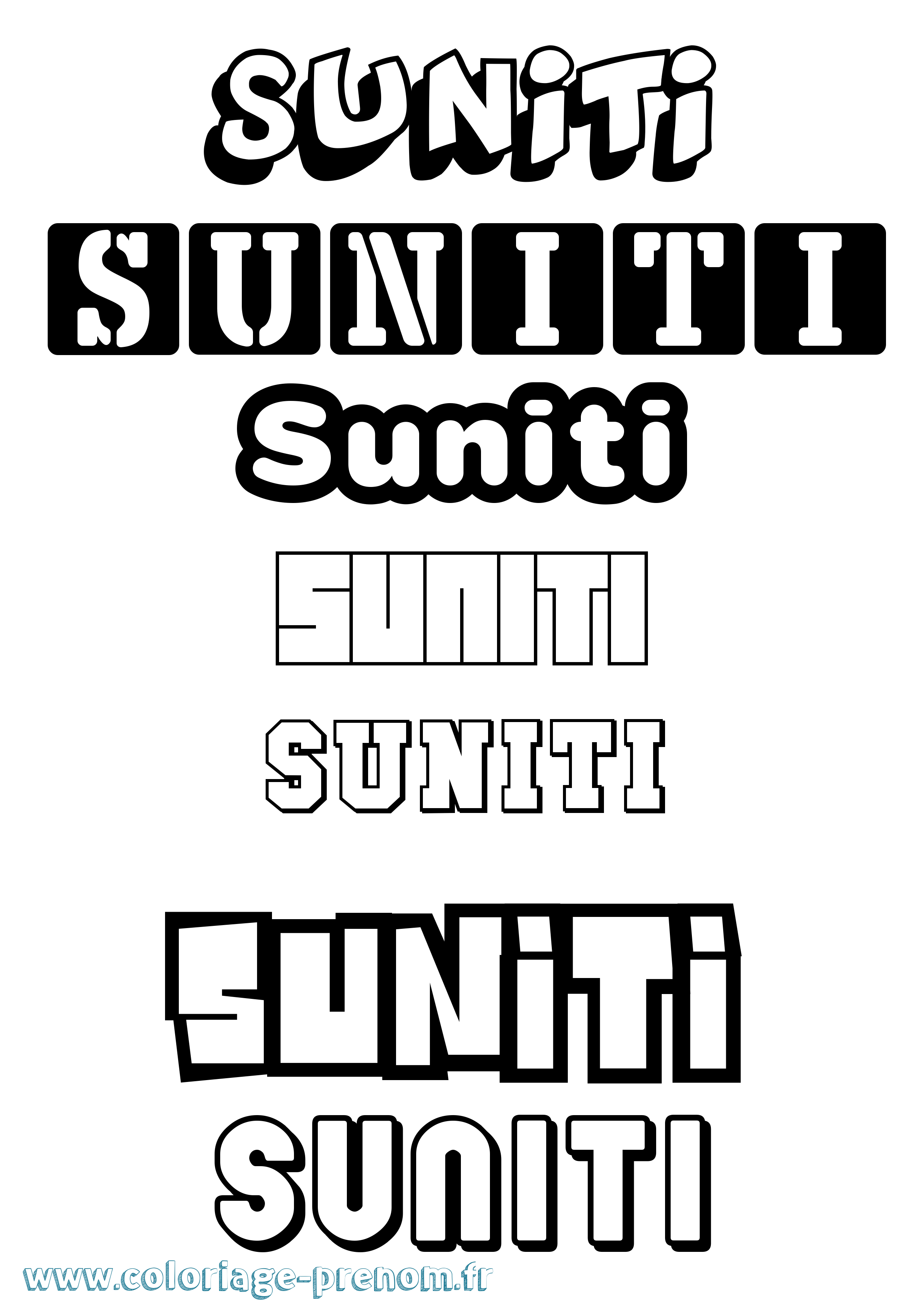 Coloriage Suniti Simple Coloriage prénom Suniti Simple