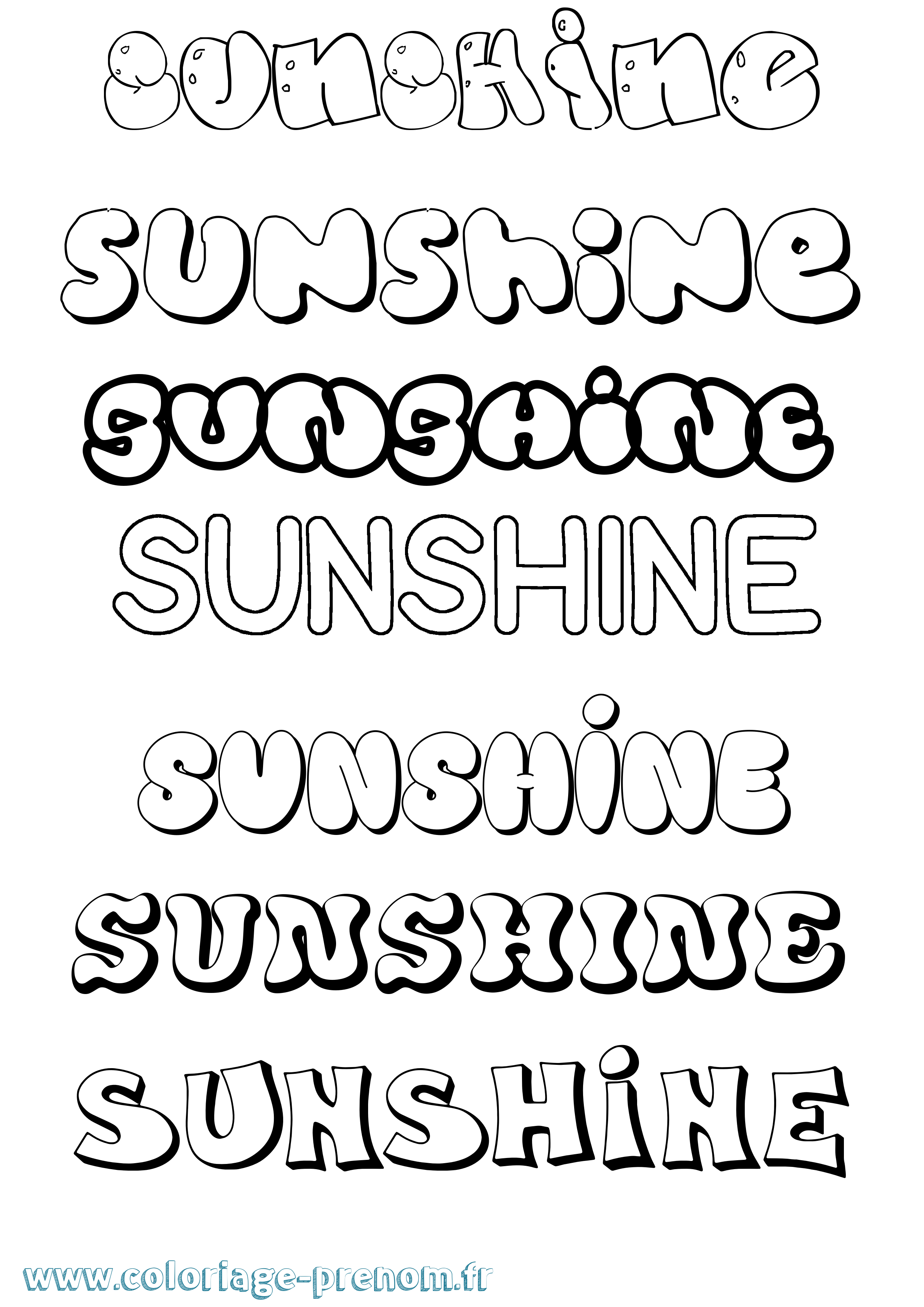 Coloriage Sunshine Bubble Coloriage prénom Sunshine Bubble