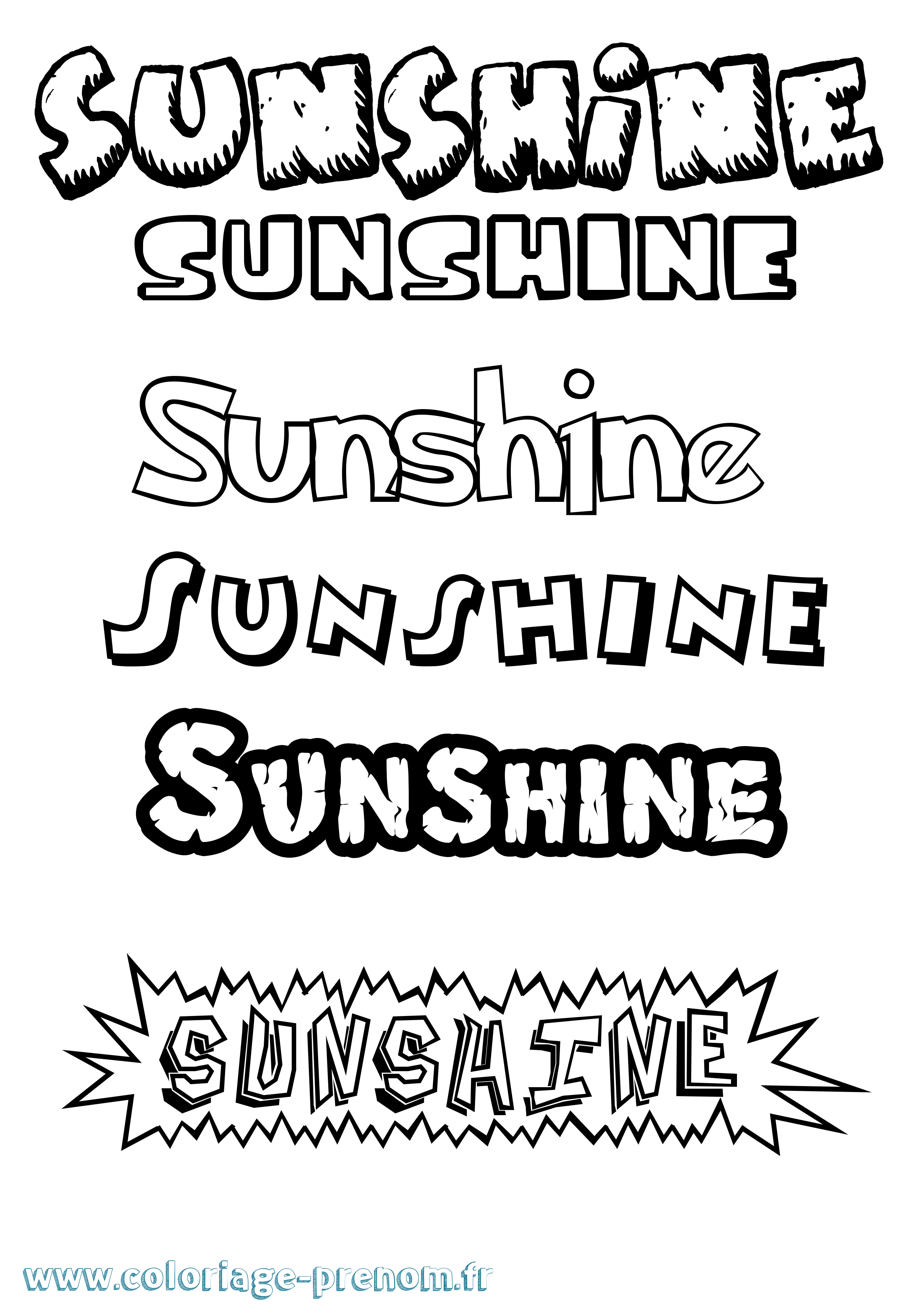 Coloriage Sunshine Dessin Animé Coloriage prénom Sunshine Dessin Animé