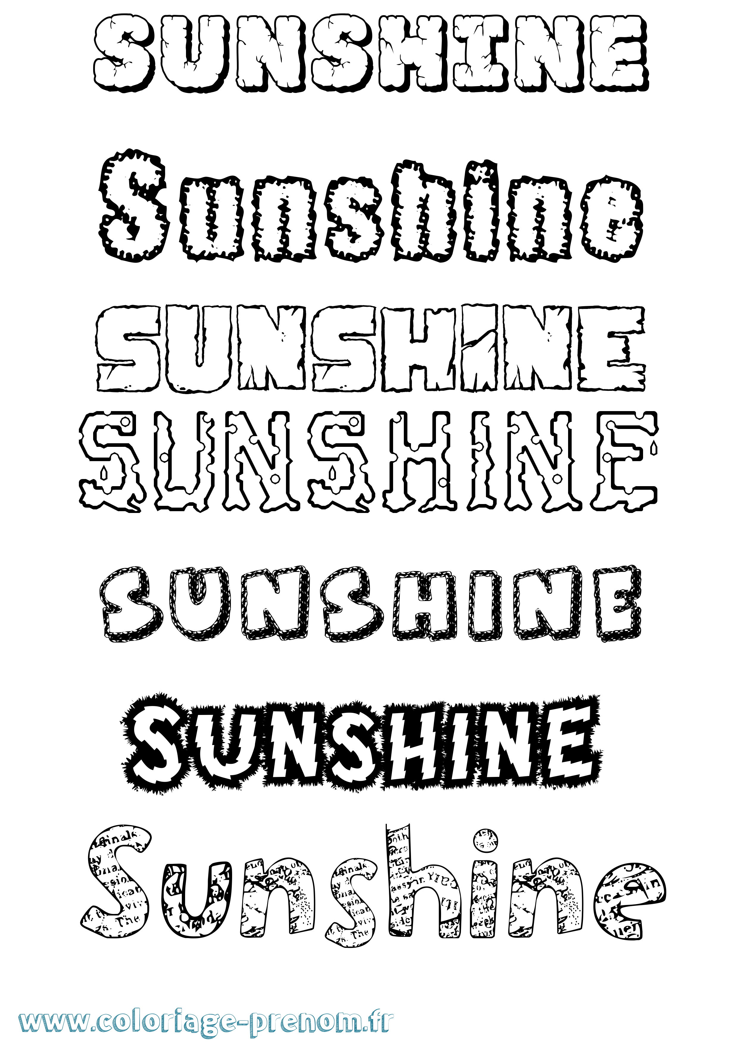 Coloriage Sunshine Destructuré Coloriage prénom Sunshine Destructuré