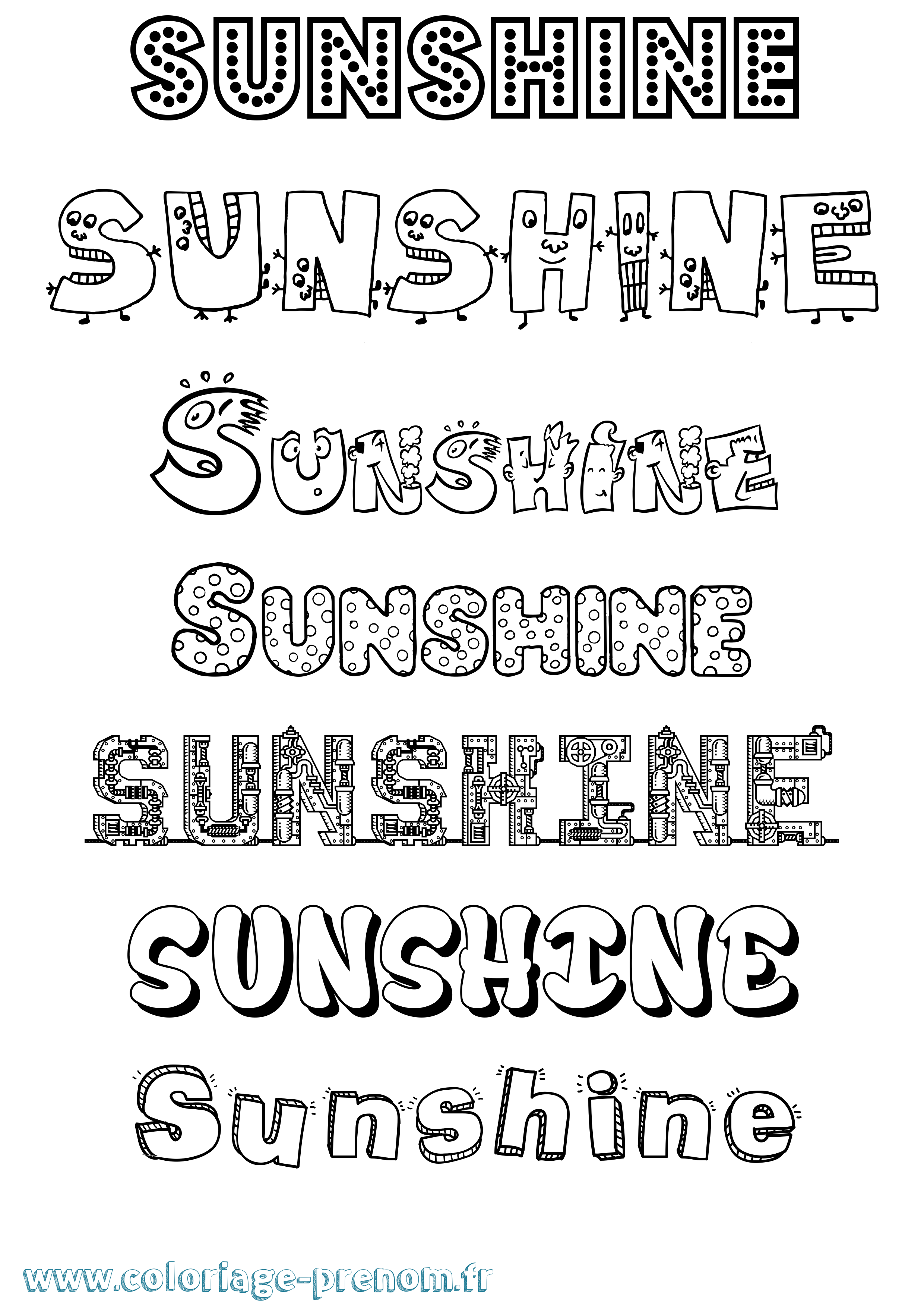 Coloriage Sunshine Fun Coloriage prénom Sunshine Fun