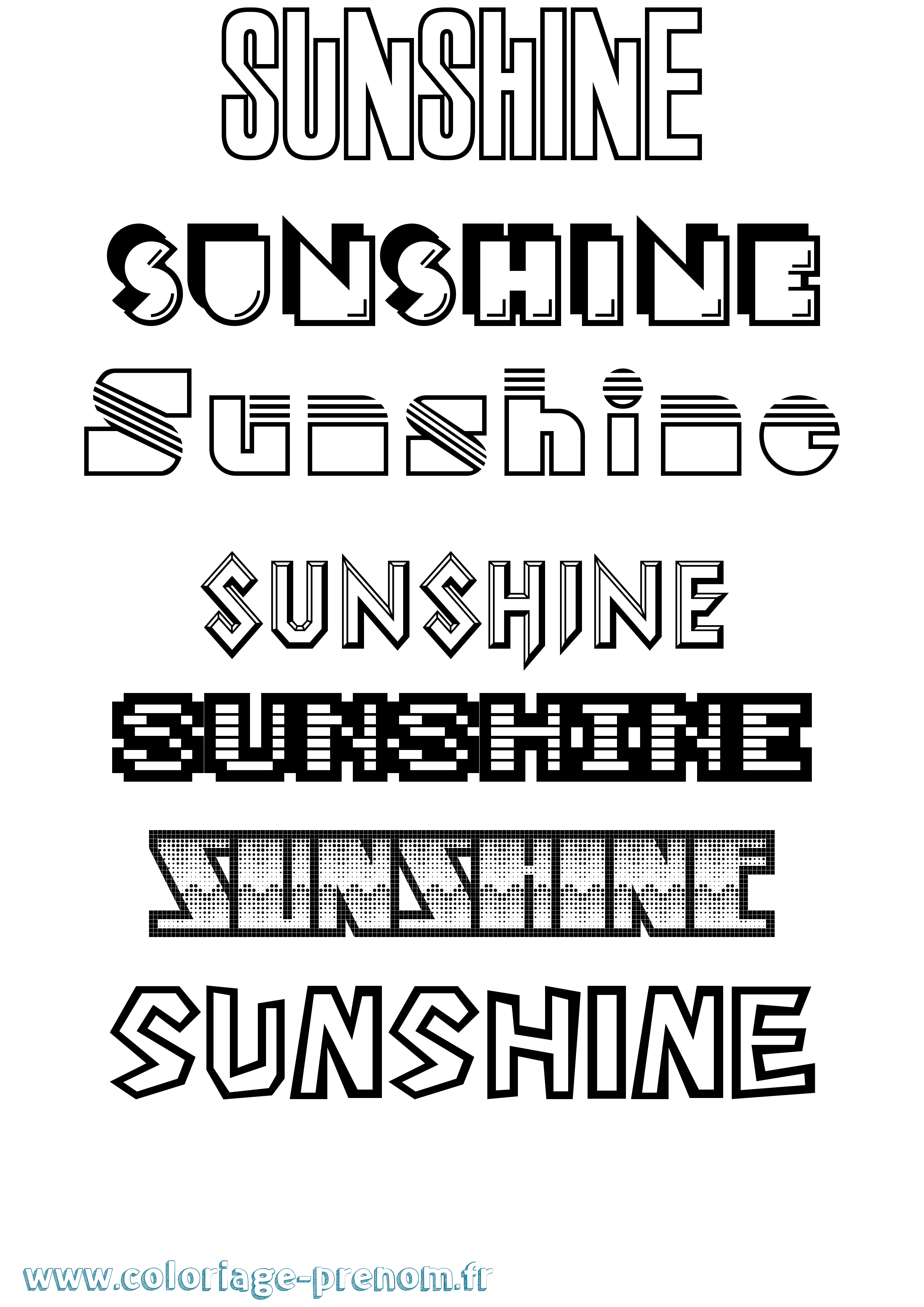 Coloriage Sunshine Jeux Vidéos Coloriage prénom Sunshine Jeux Vidéos