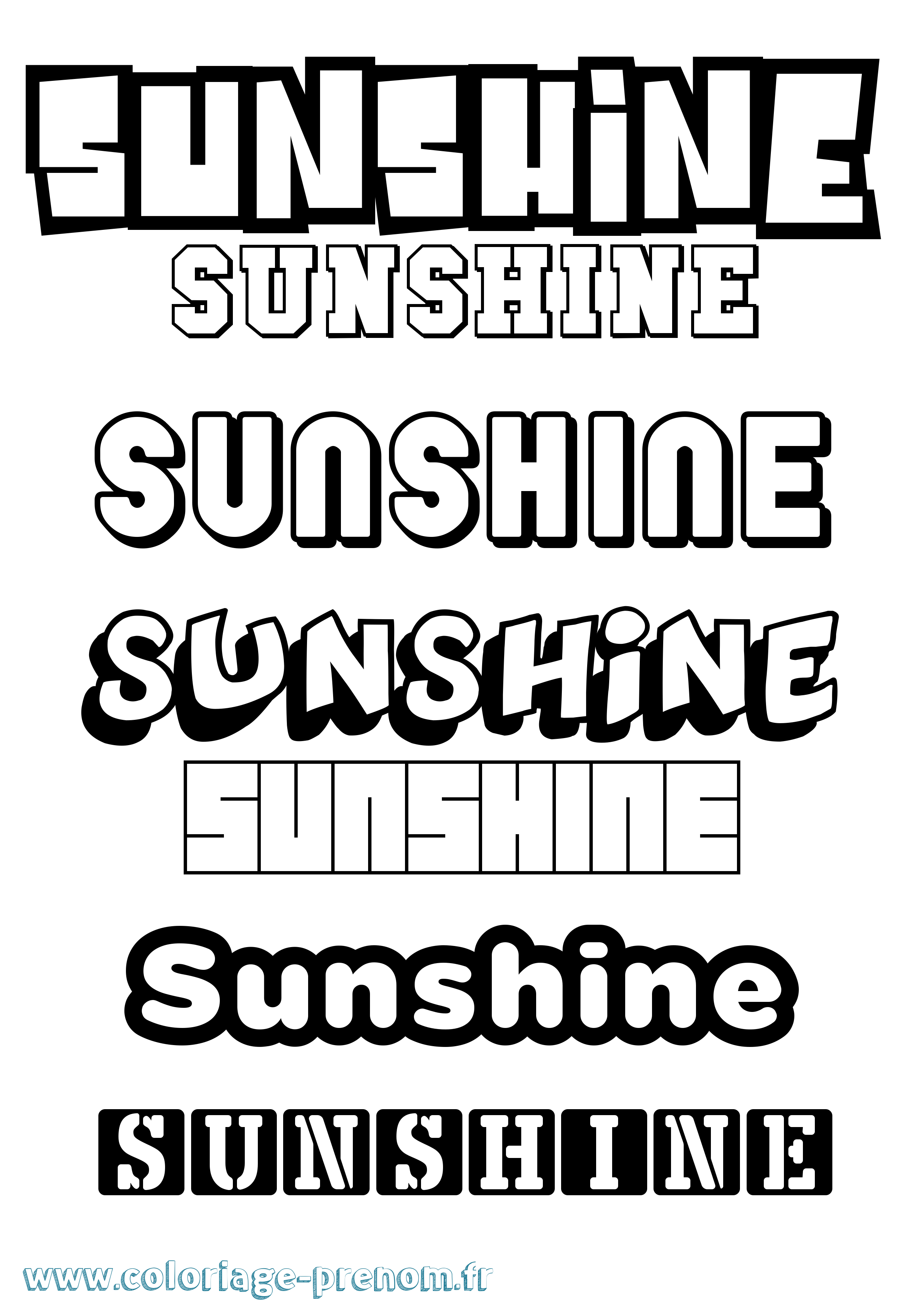 Coloriage Sunshine Simple Coloriage prénom Sunshine Simple