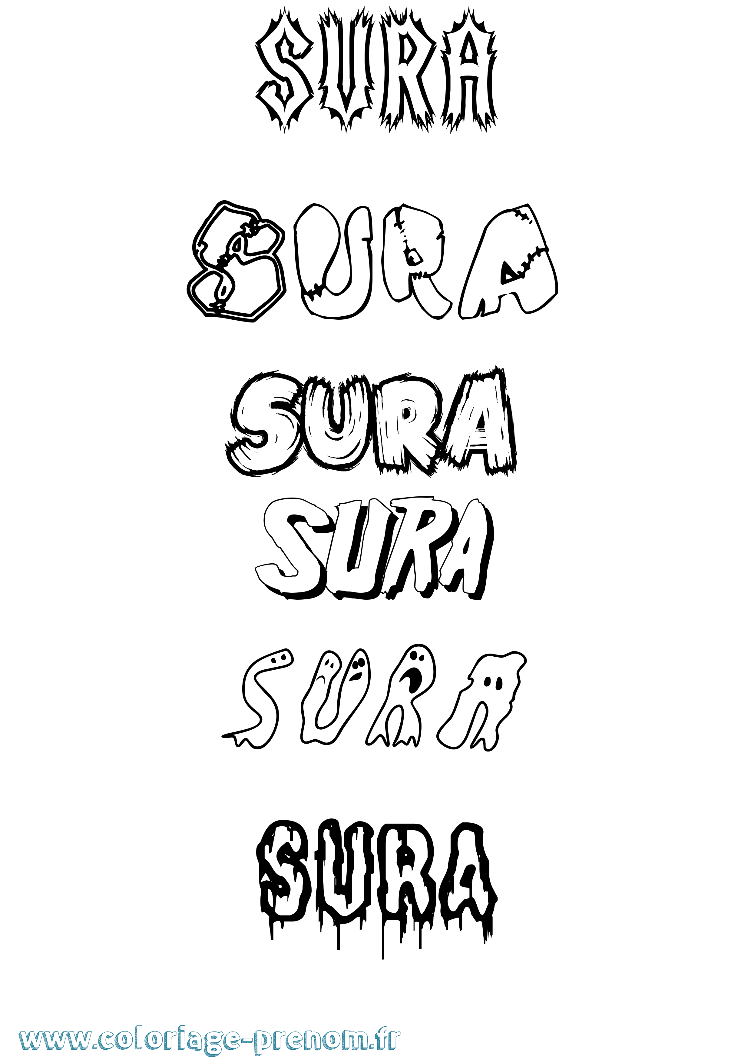 Coloriage Sura Frisson Coloriage prénom Sura Frisson