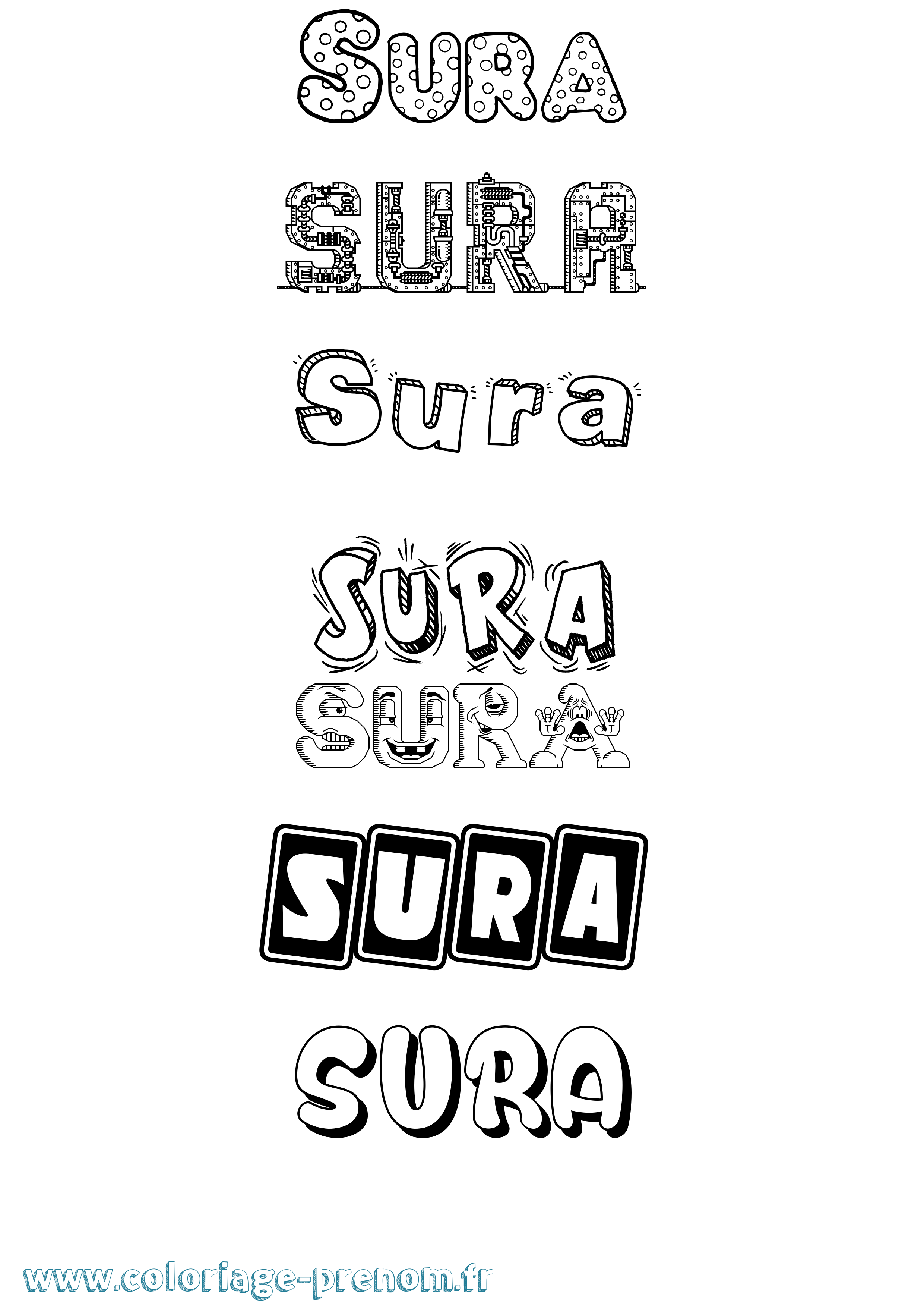 Coloriage Sura Fun Coloriage prénom Sura Fun