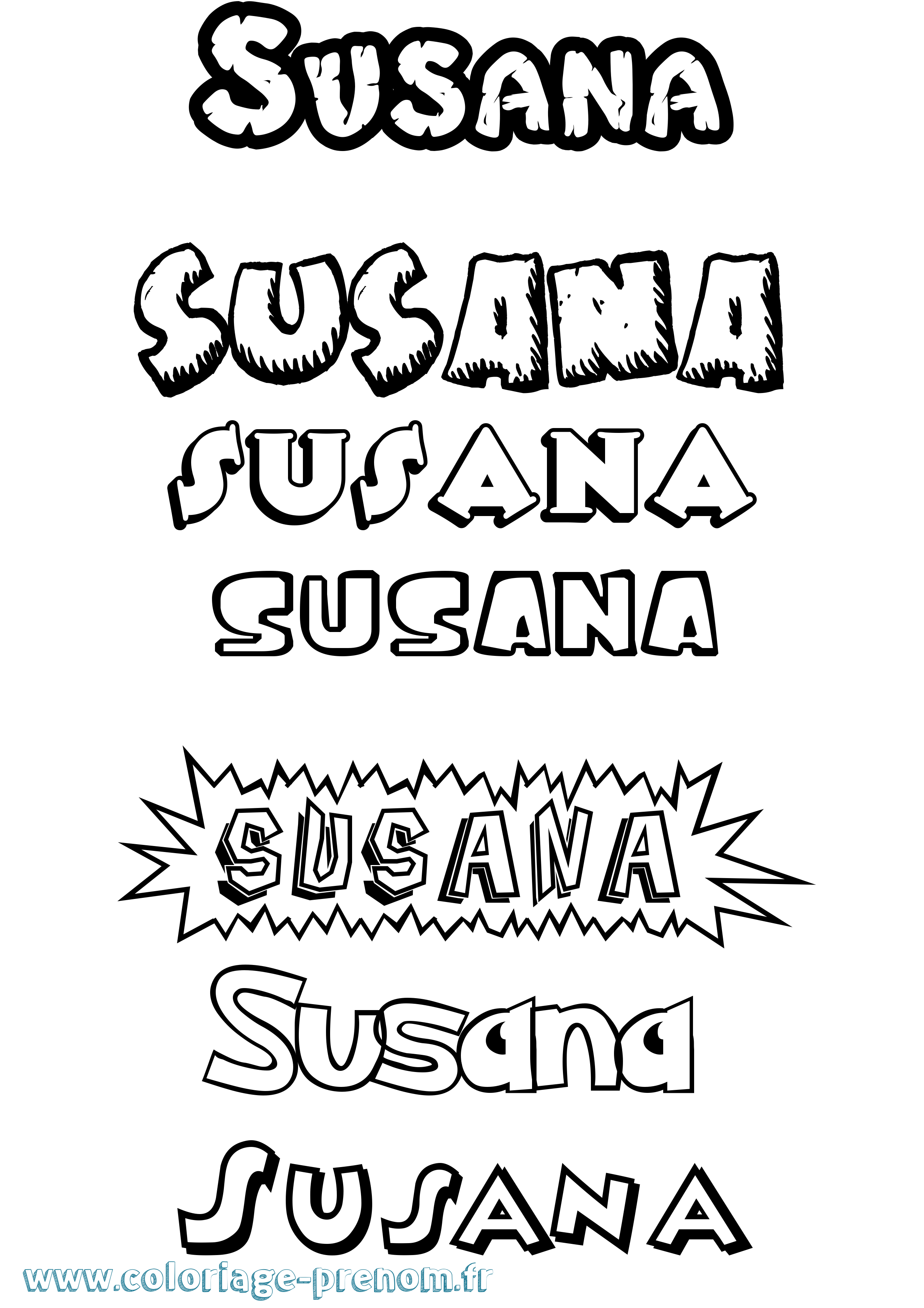 Coloriage Susana Dessin Animé Coloriage prénom Susana Dessin Animé