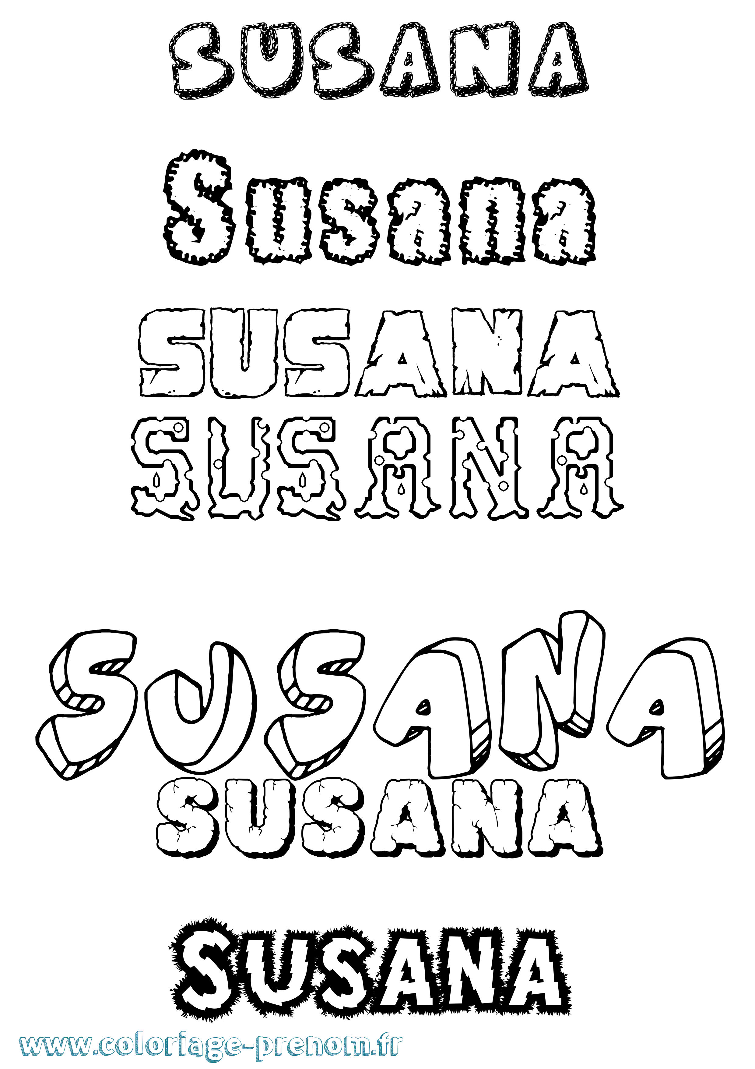 Coloriage Susana Destructuré Coloriage prénom Susana Destructuré