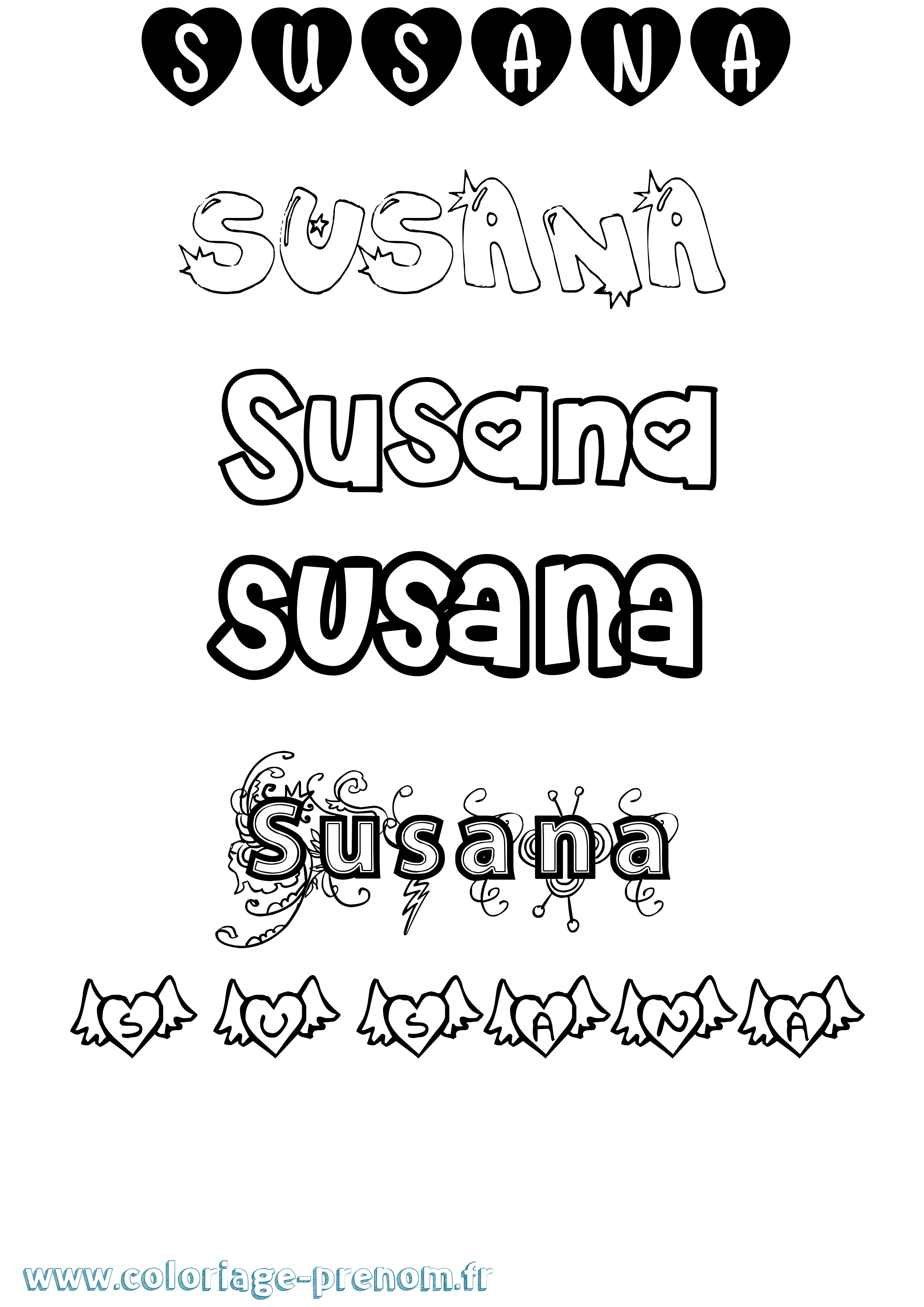 Coloriage Susana Girly Coloriage prénom Susana Girly